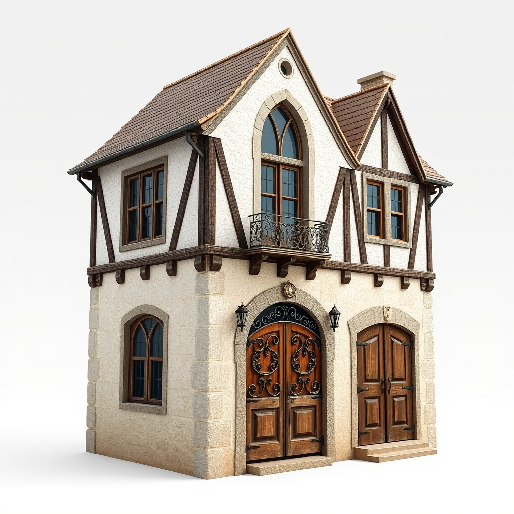 Medieval House Model Pack with Detailed Architecture Low-poly 3D model_4