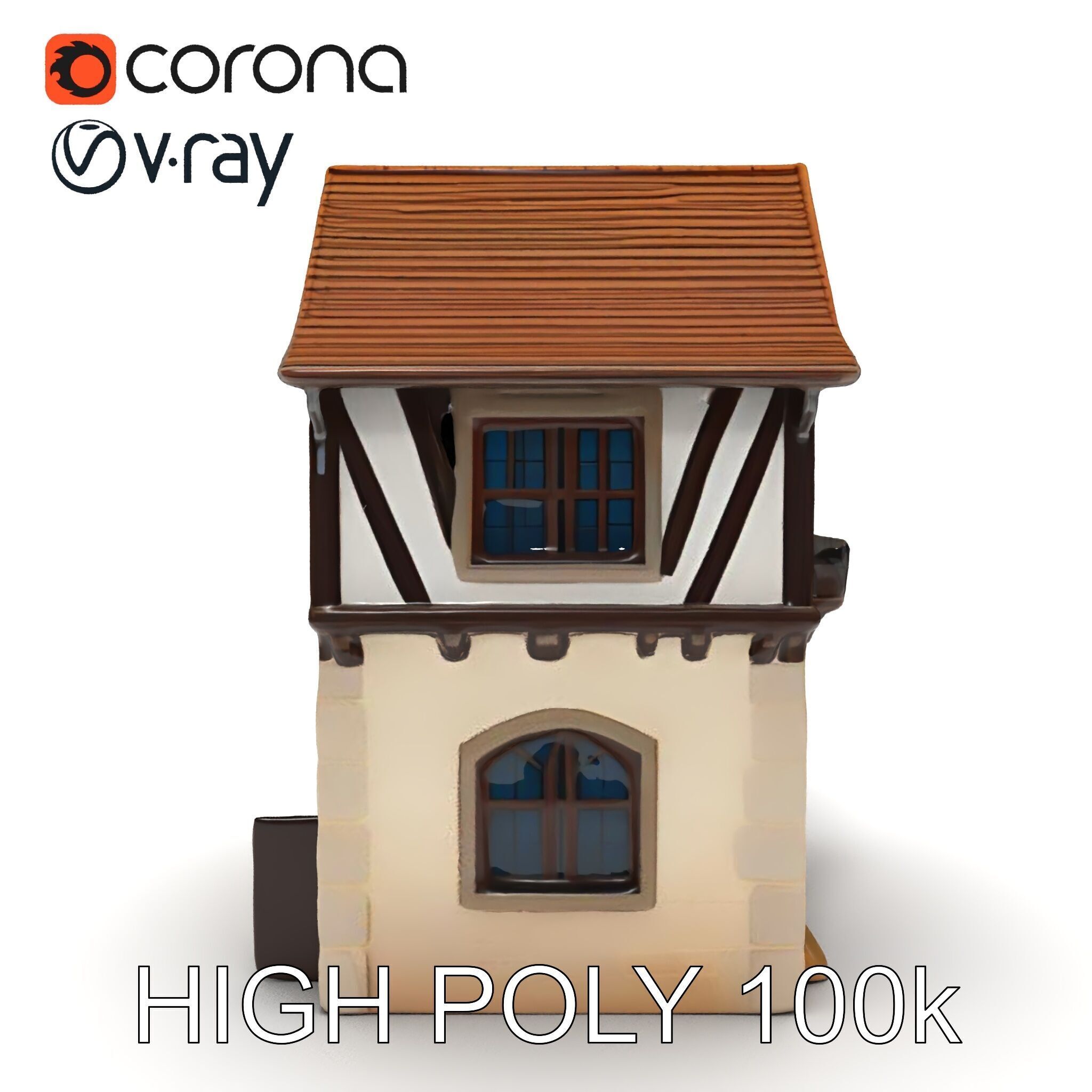 Medieval House Model Pack with Detailed Architecture Low-poly 3D model_14