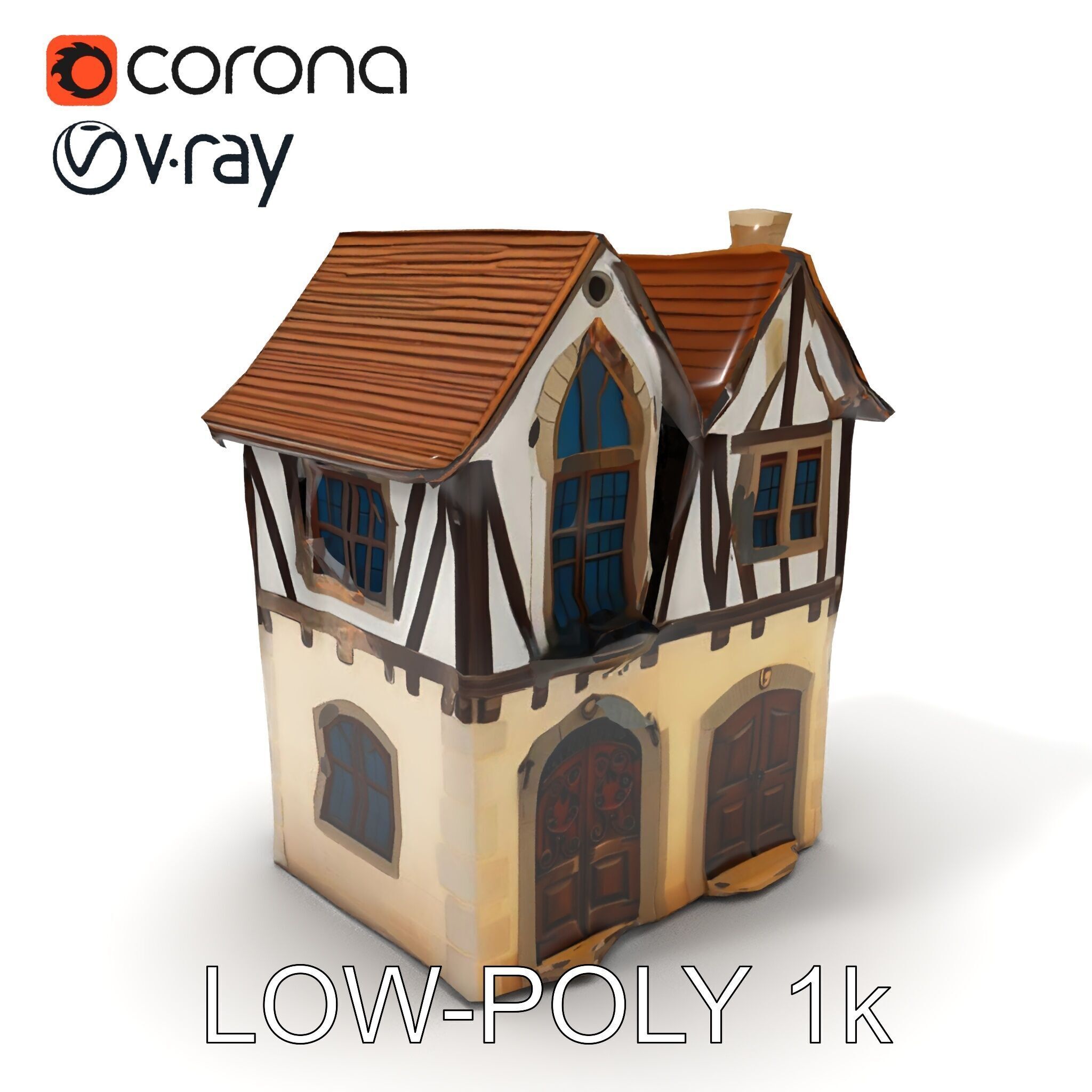 Medieval House Model Pack with Detailed Architecture Low-poly 3D model_10