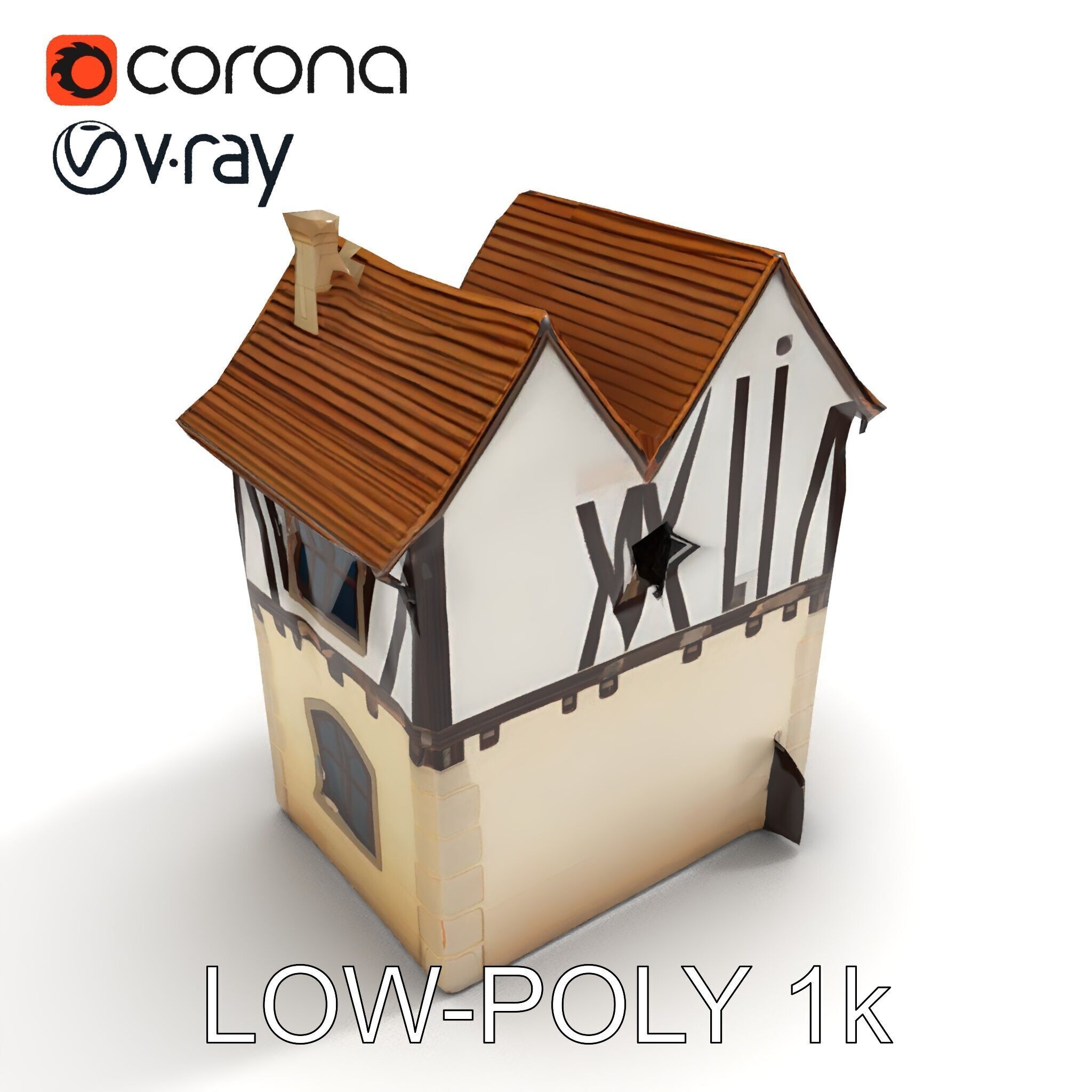 Medieval House Model Pack with Detailed Architecture Low-poly 3D model_29