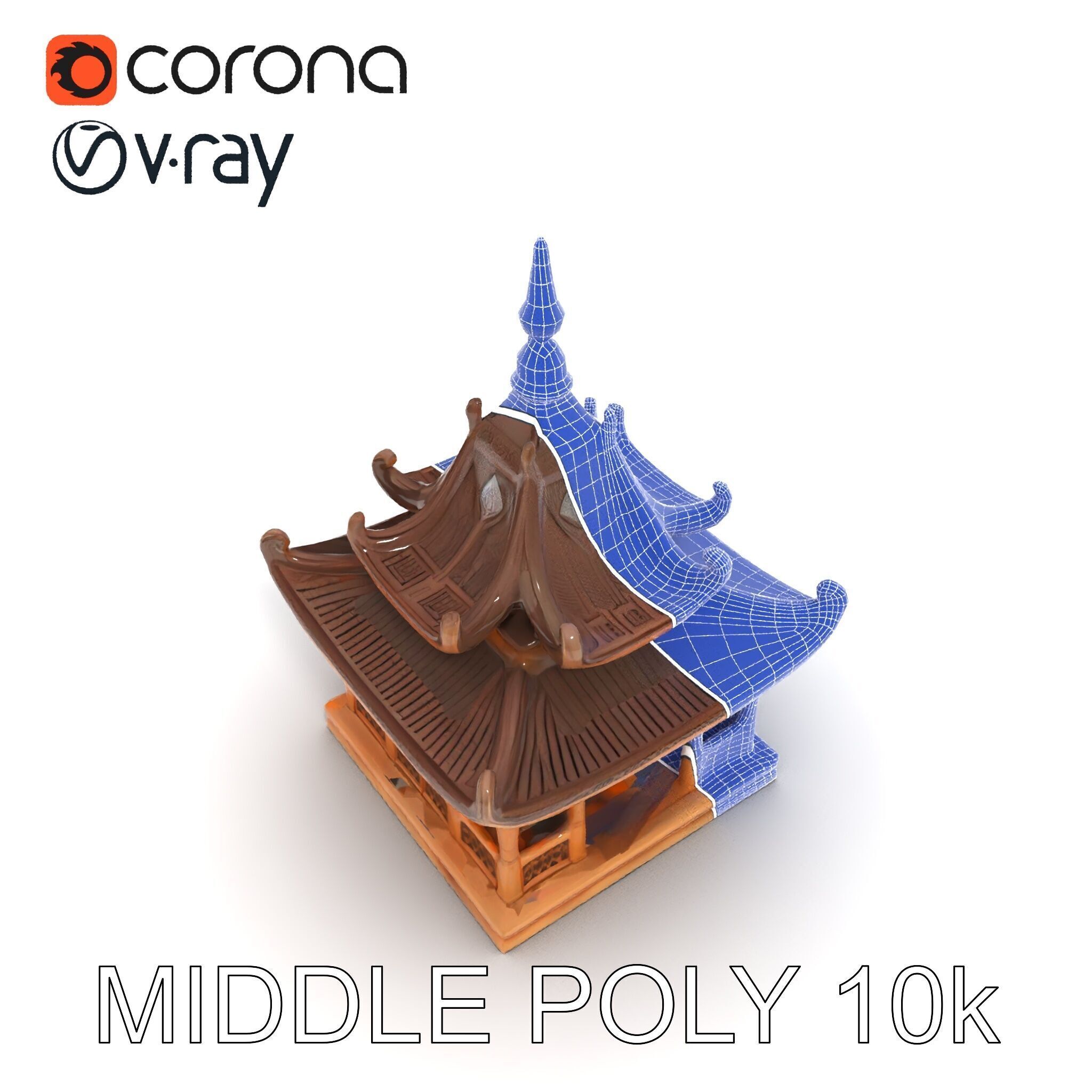Traditional Pagoda Model Pack for Architectural Visualization Low-poly 3D model_31