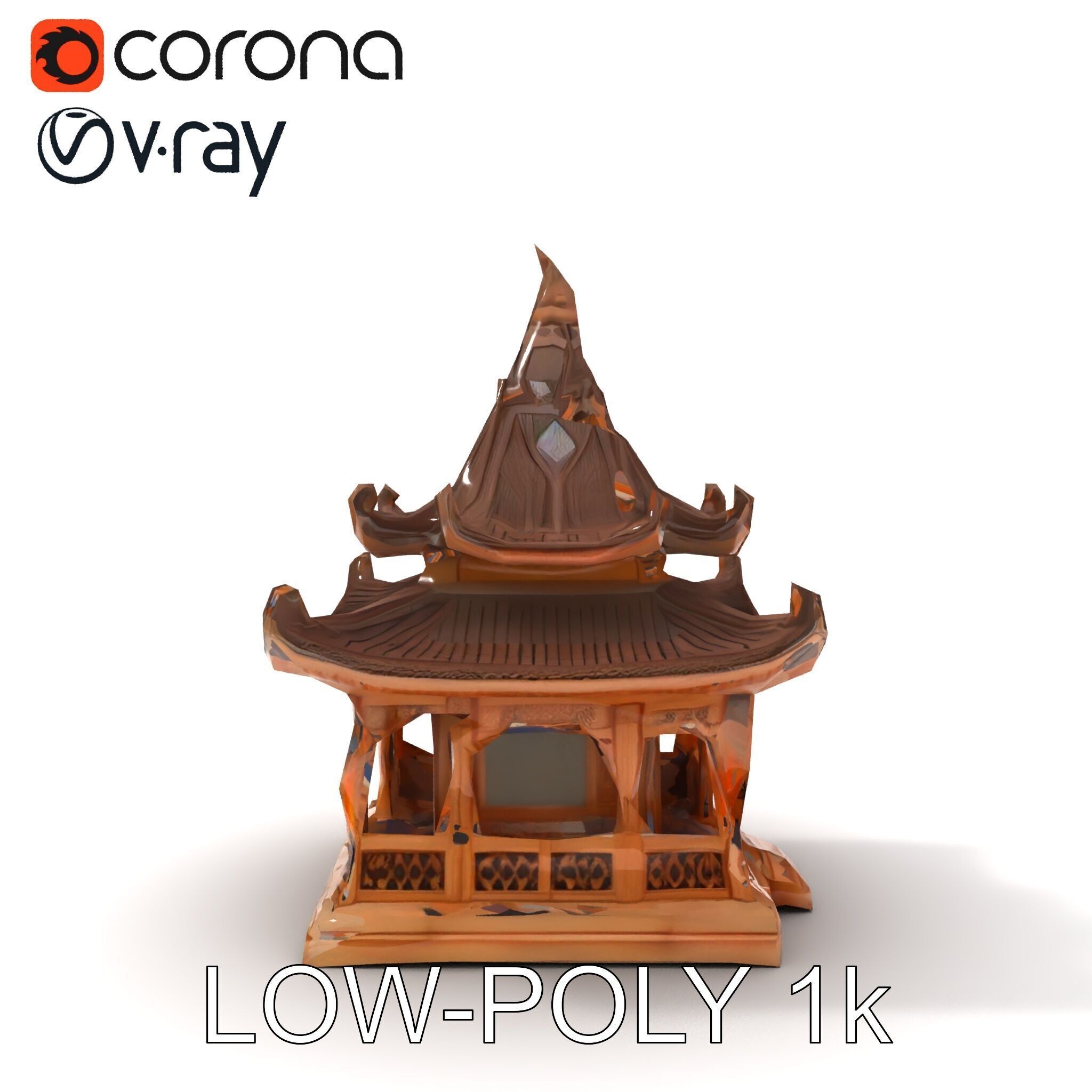 Traditional Pagoda Model Pack for Architectural Visualization Low-poly 3D model_15
