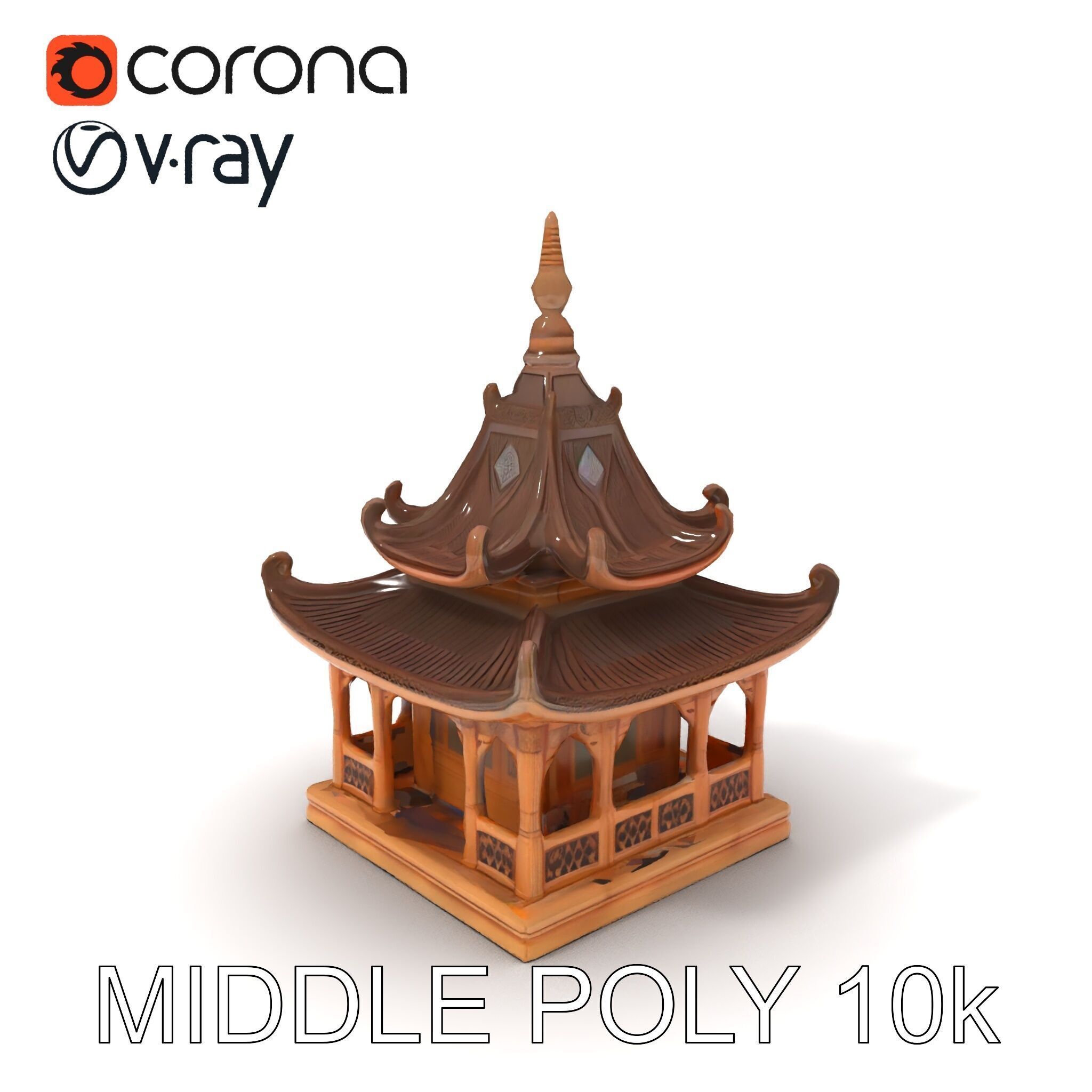 Traditional Pagoda Model Pack for Architectural Visualization Low-poly 3D model_14