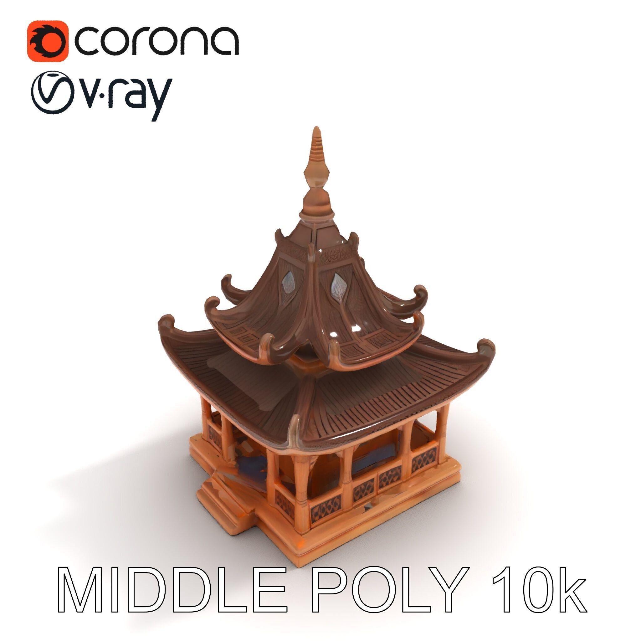 Traditional Pagoda Model Pack for Architectural Visualization Low-poly 3D model_29