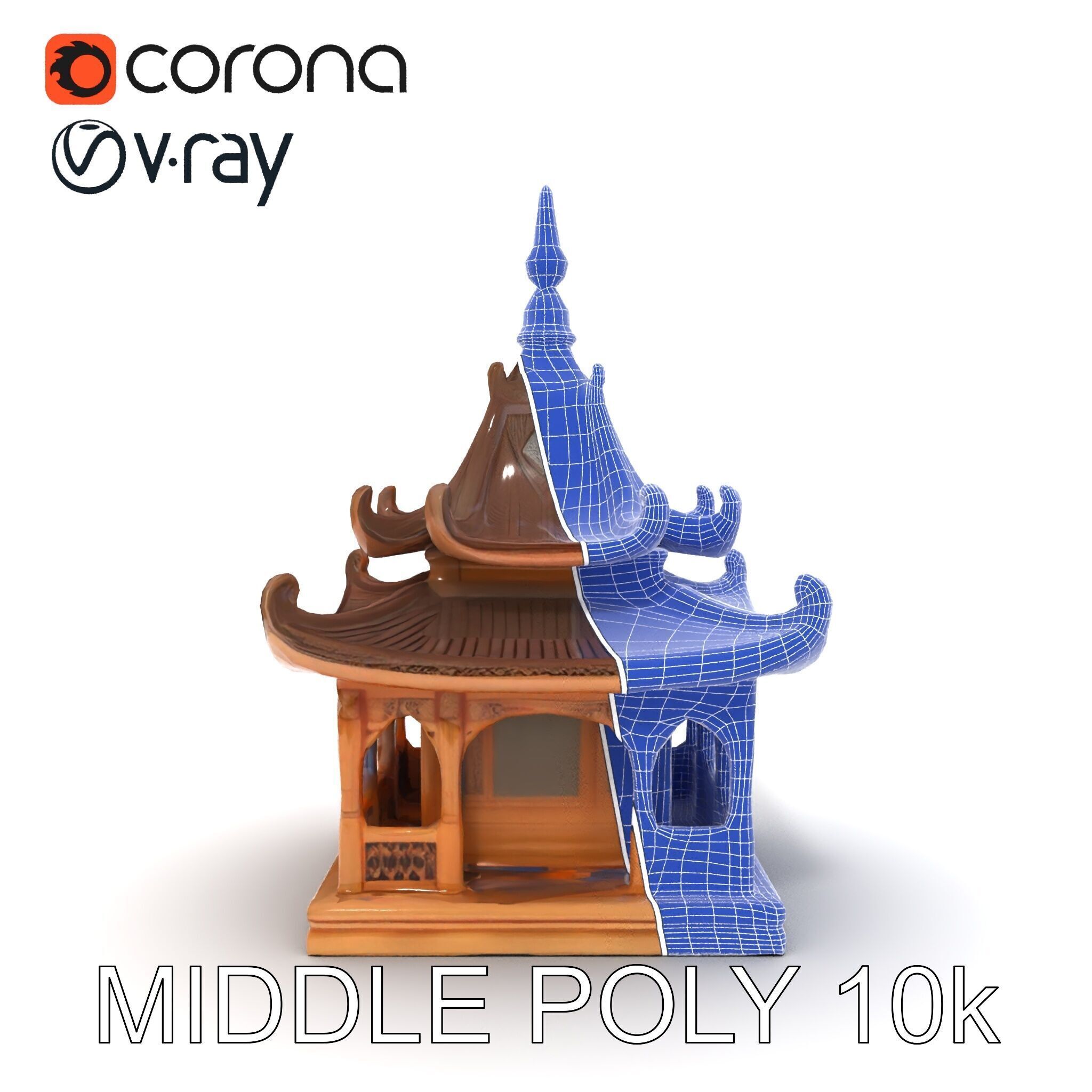 Traditional Pagoda Model Pack for Architectural Visualization Low-poly 3D model_9