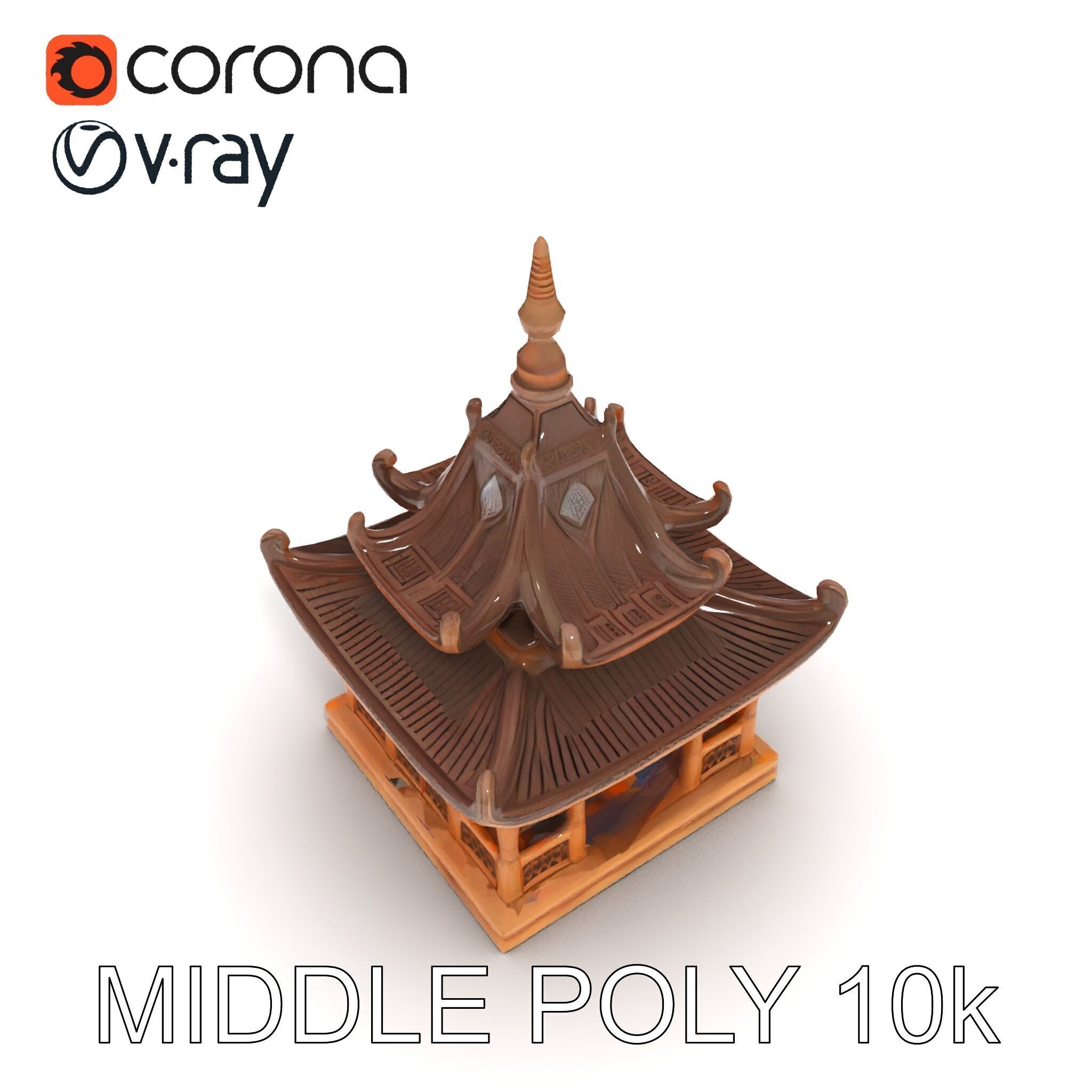 Traditional Pagoda Model Pack for Architectural Visualization Low-poly 3D model_23