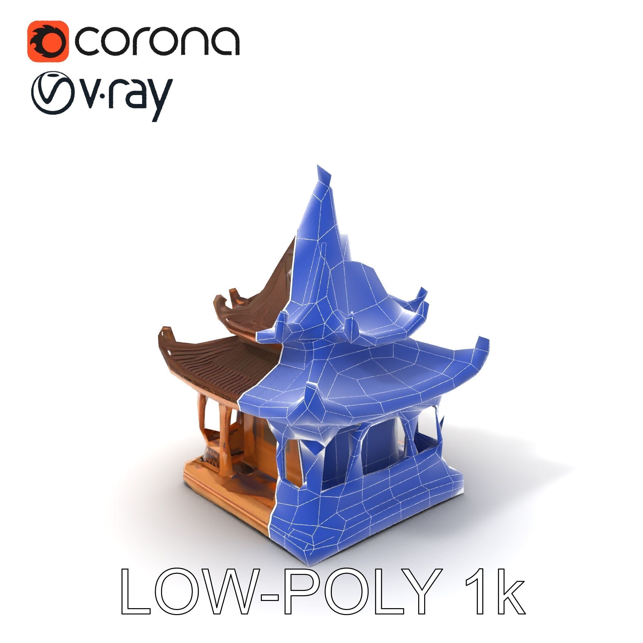 Traditional Pagoda Model Pack for Architectural Visualization Low-poly 3D model_32