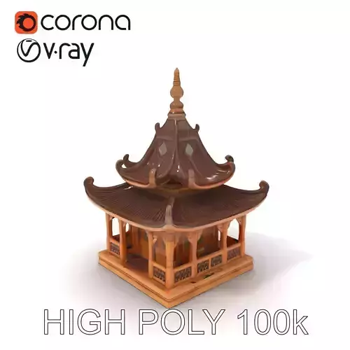 Traditional Pagoda Model Pack for Architectural Visualization Low-poly 3D model