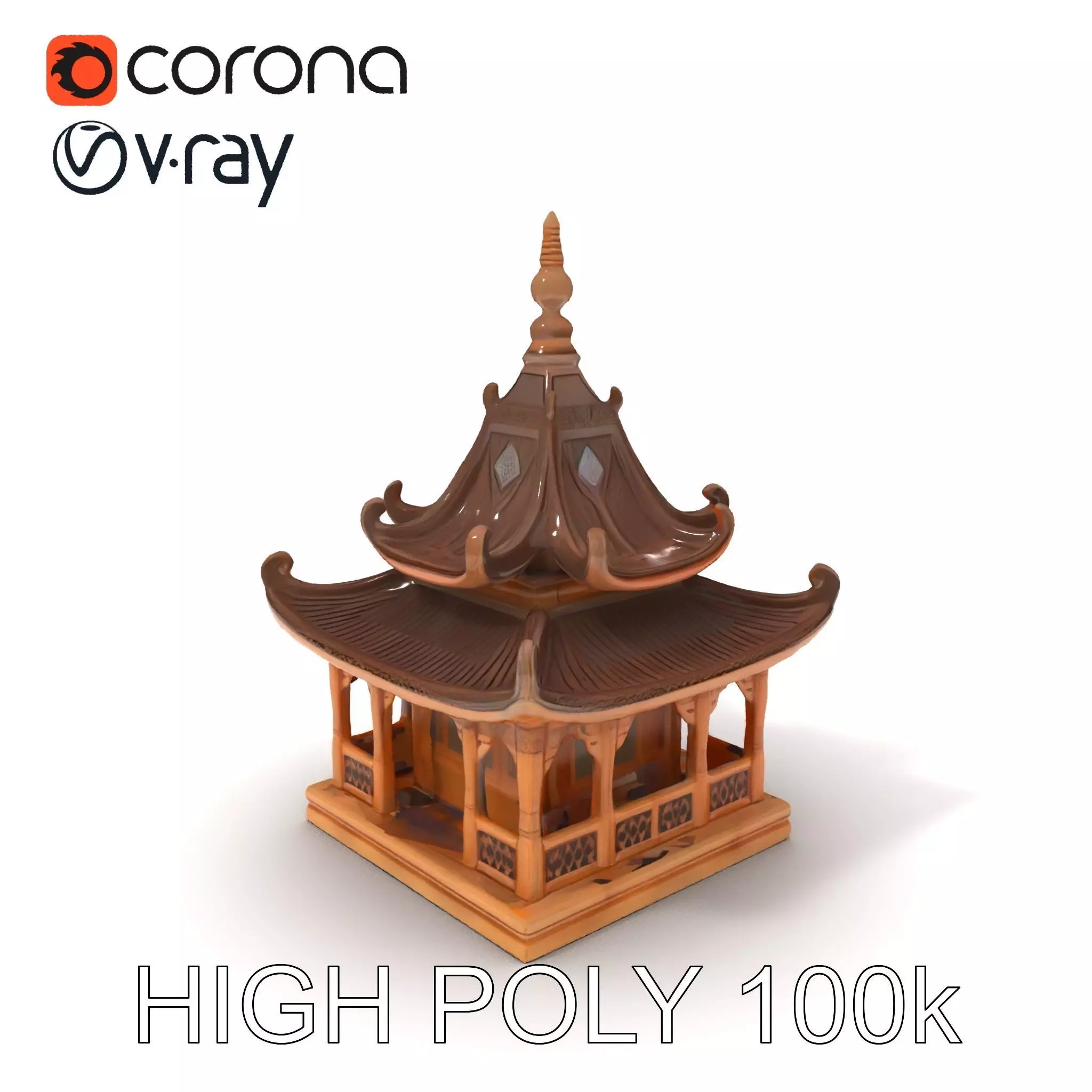 Traditional Pagoda Model Pack for Architectural Visualization Low-poly 3D model_0