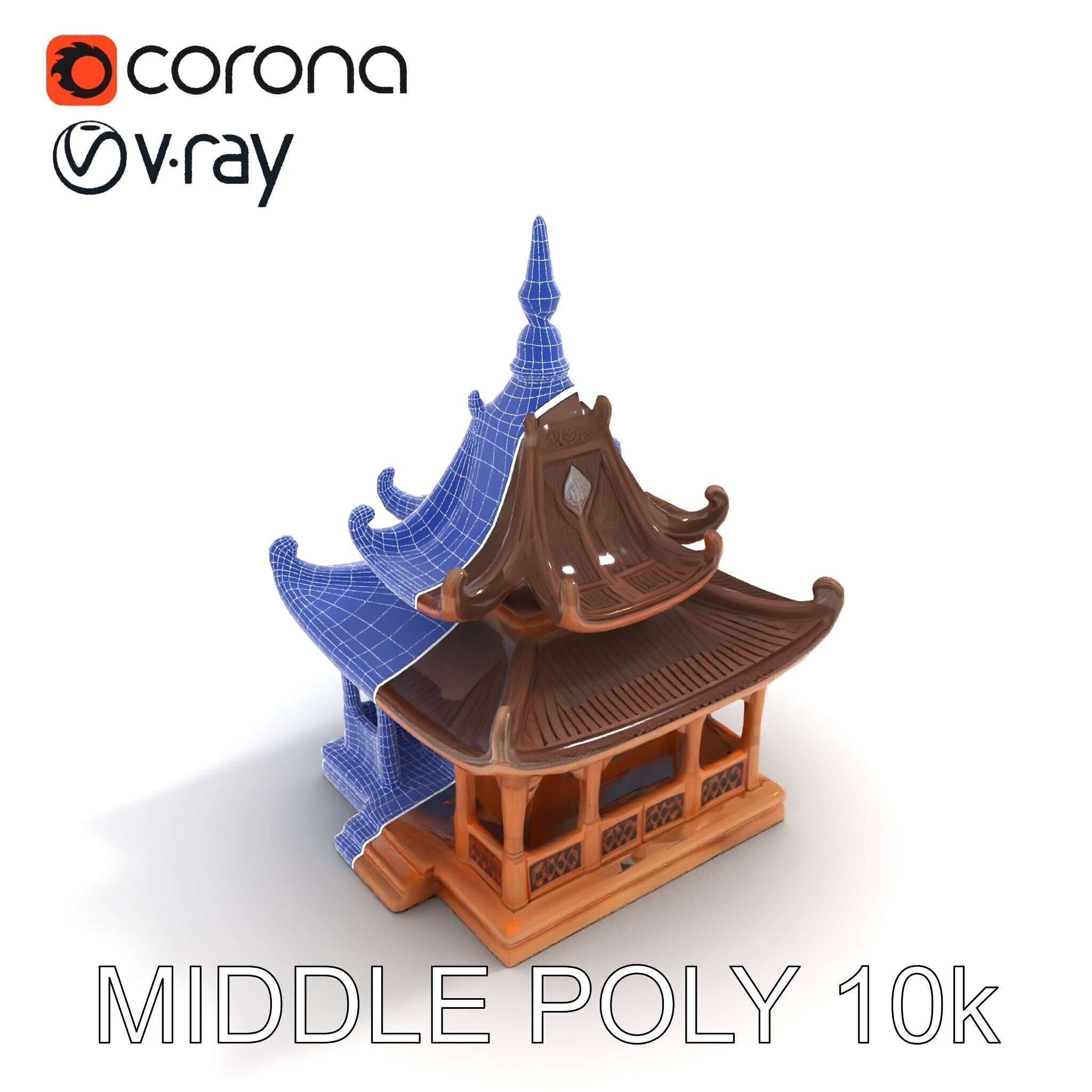 Traditional Pagoda Model Pack for Architectural Visualization Low-poly 3D model_12