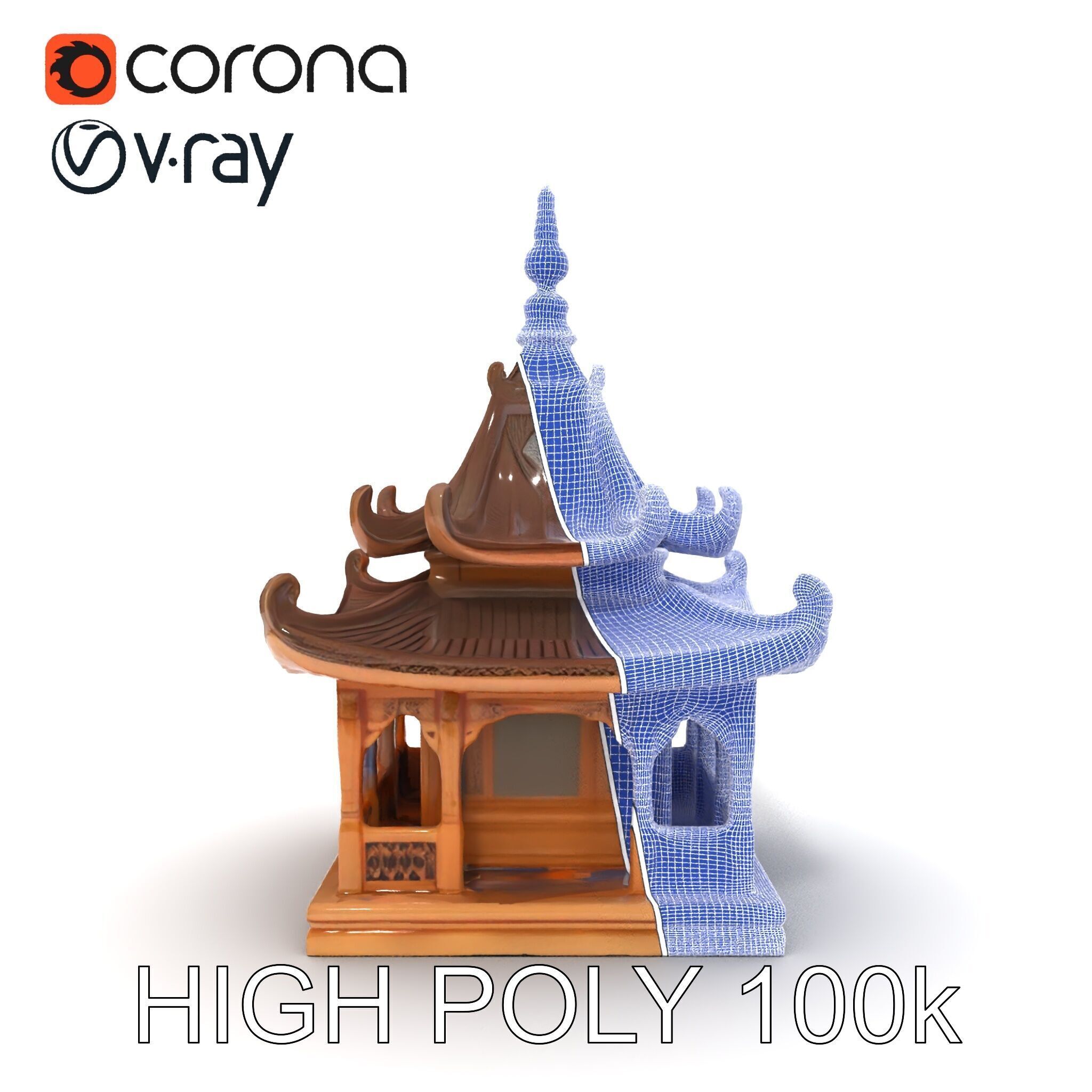 Traditional Pagoda Model Pack for Architectural Visualization Low-poly 3D model_22