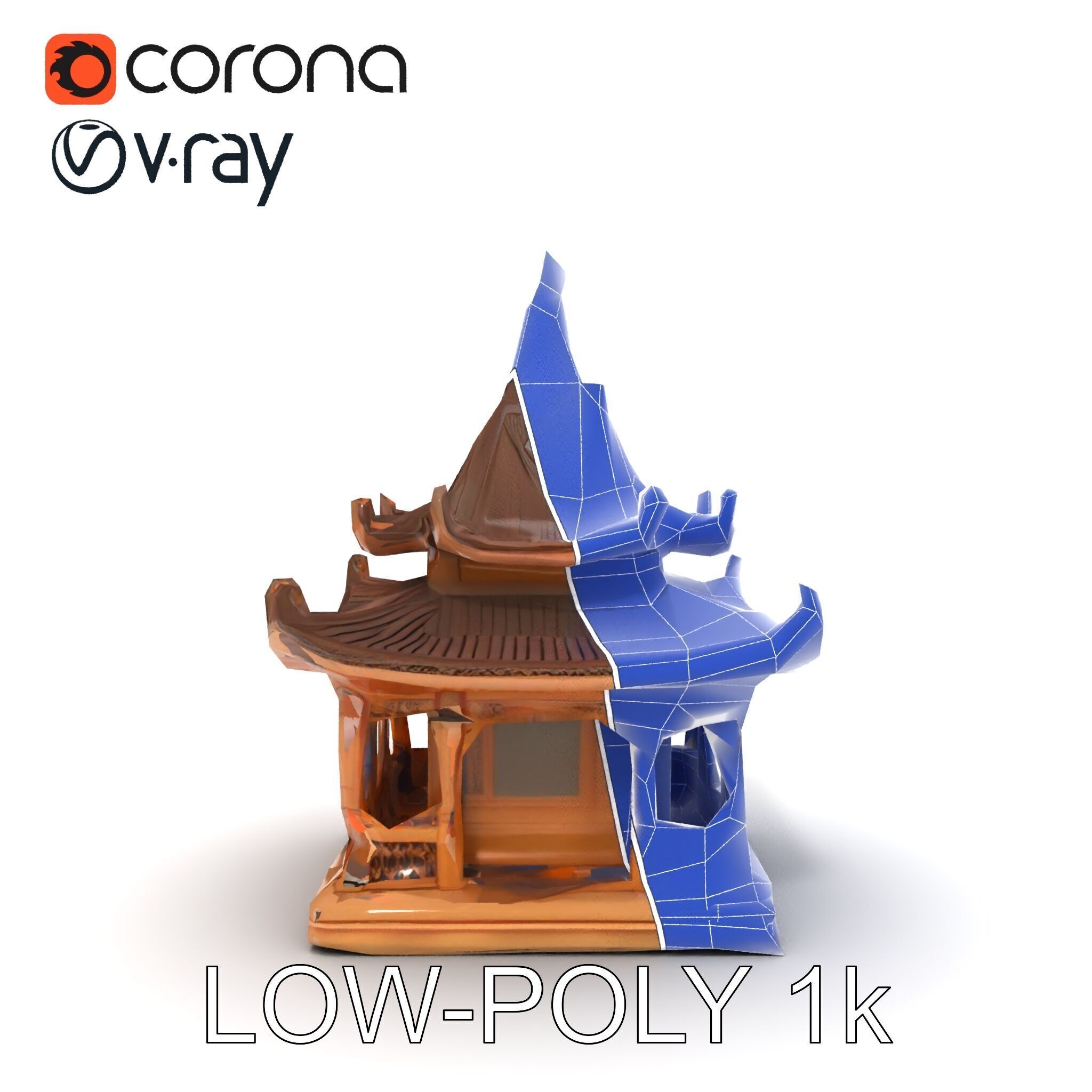 Traditional Pagoda Model Pack for Architectural Visualization Low-poly 3D model_34