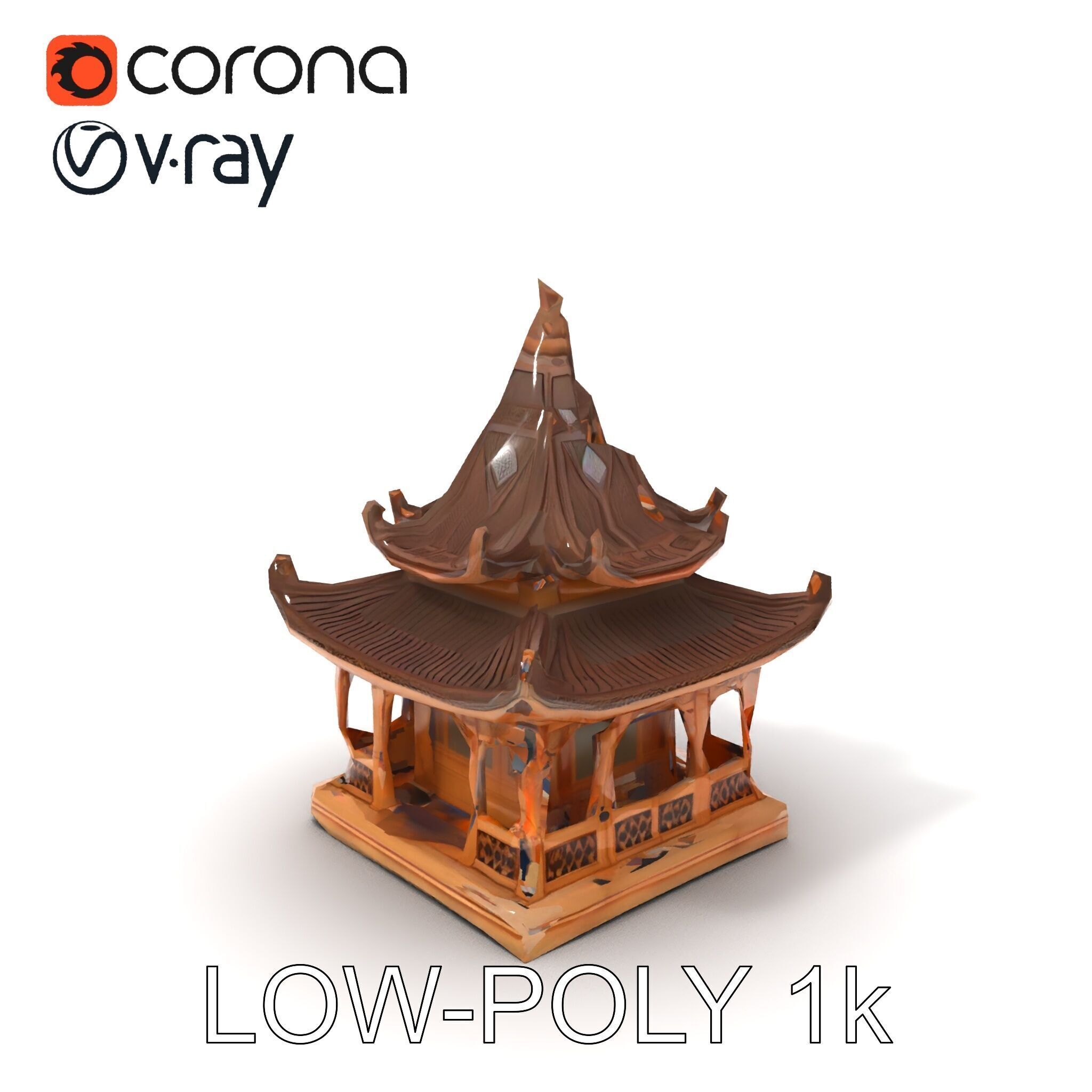 Traditional Pagoda Model Pack for Architectural Visualization Low-poly 3D model_21