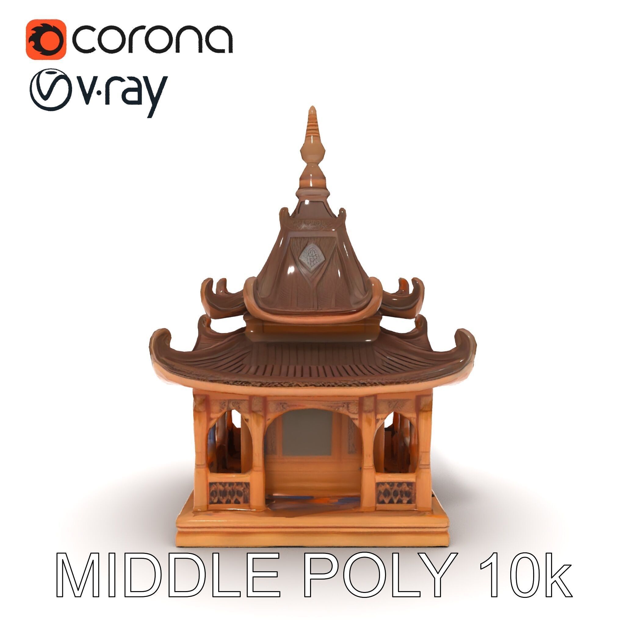 Traditional Pagoda Model Pack for Architectural Visualization Low-poly 3D model_6