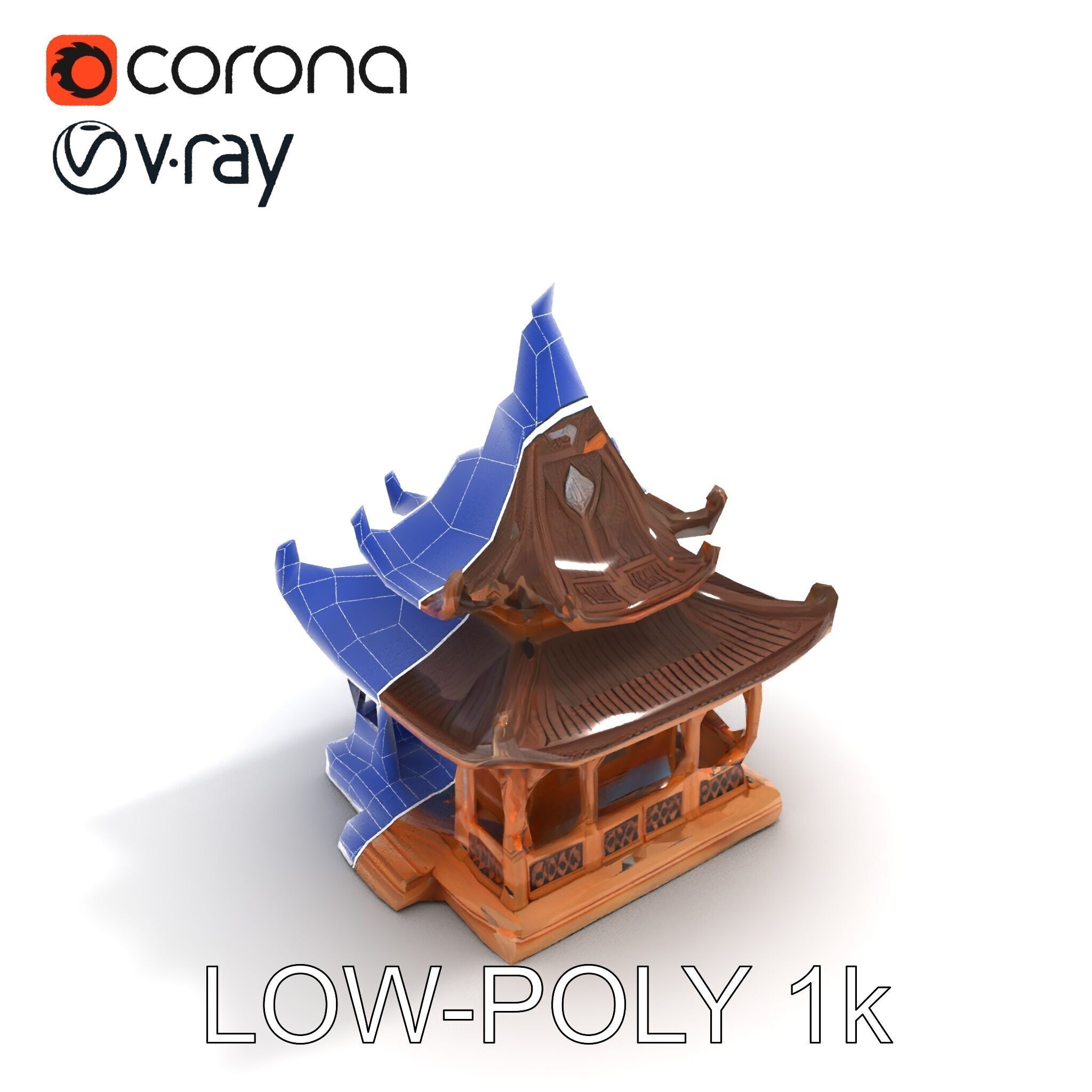 Traditional Pagoda Model Pack for Architectural Visualization Low-poly 3D model_13
