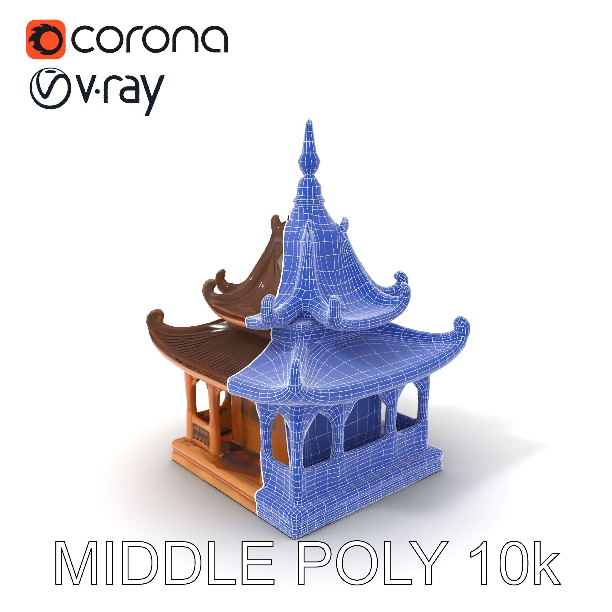 Traditional Pagoda Model Pack for Architectural Visualization Low-poly 3D model_20