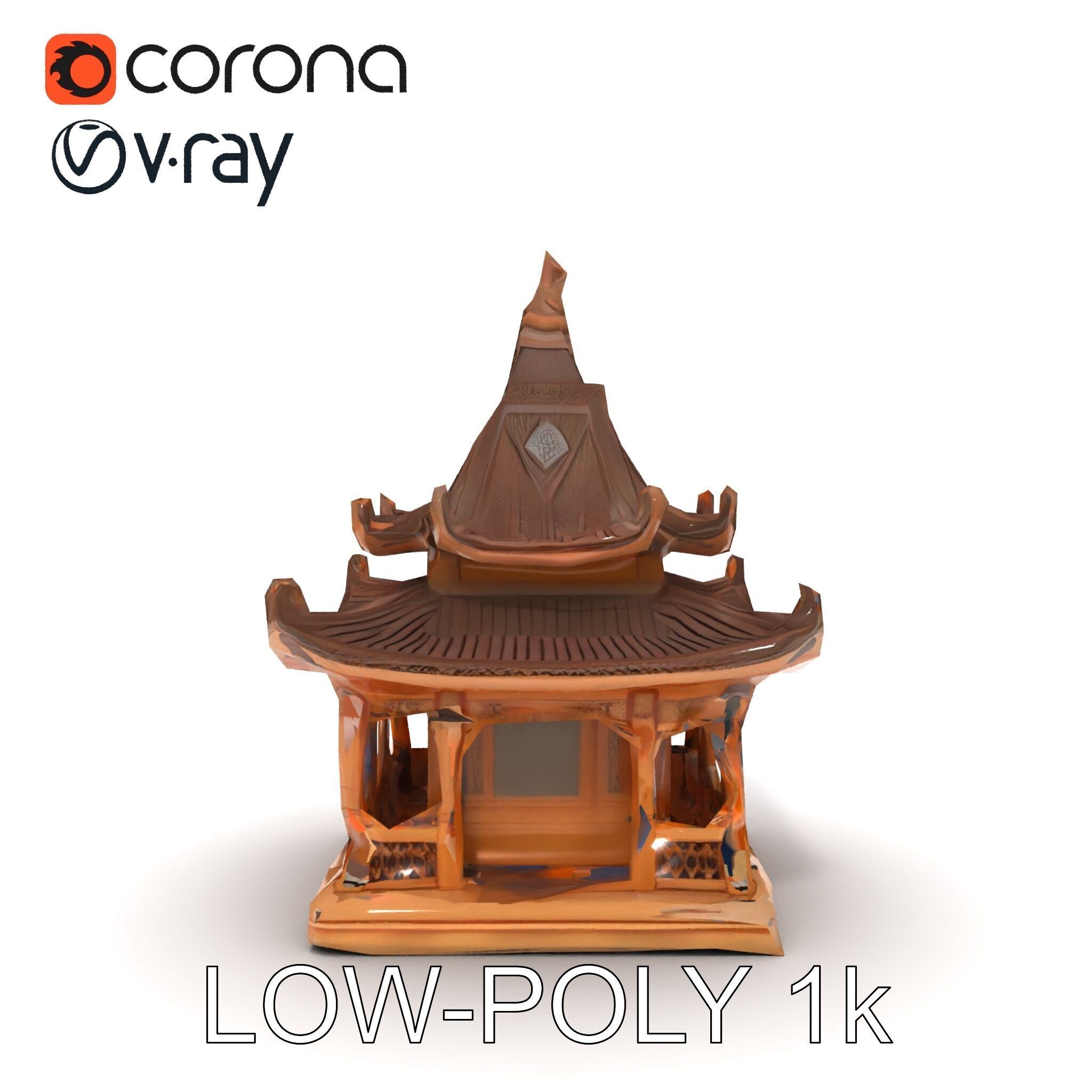 Traditional Pagoda Model Pack for Architectural Visualization Low-poly 3D model_18