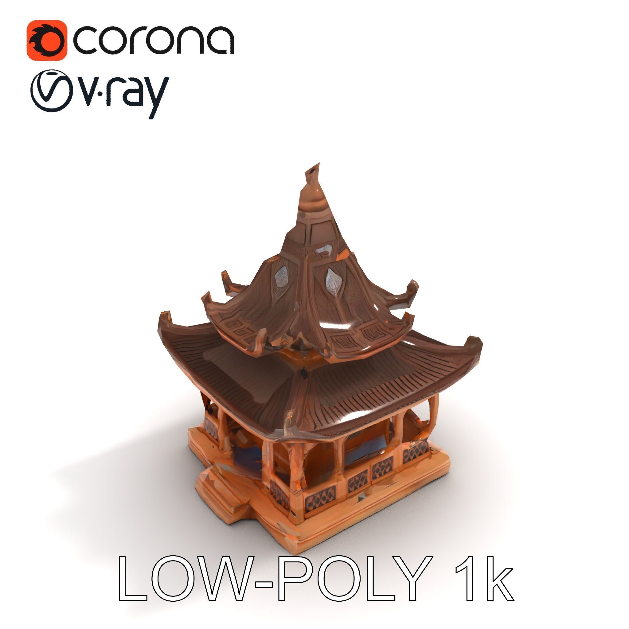 Traditional Pagoda Model Pack for Architectural Visualization Low-poly 3D model_7