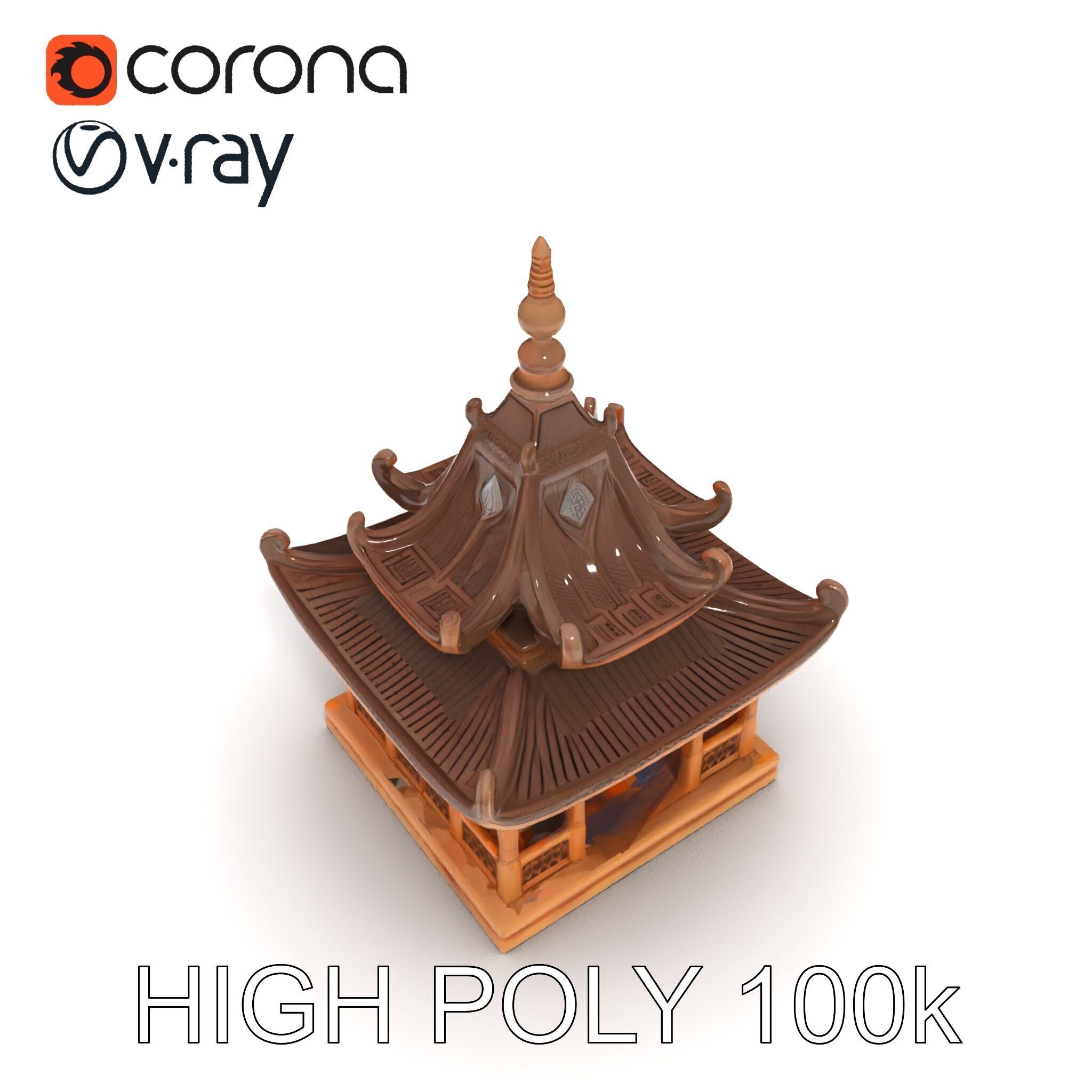 Traditional Pagoda Model Pack for Architectural Visualization Low-poly 3D model_35