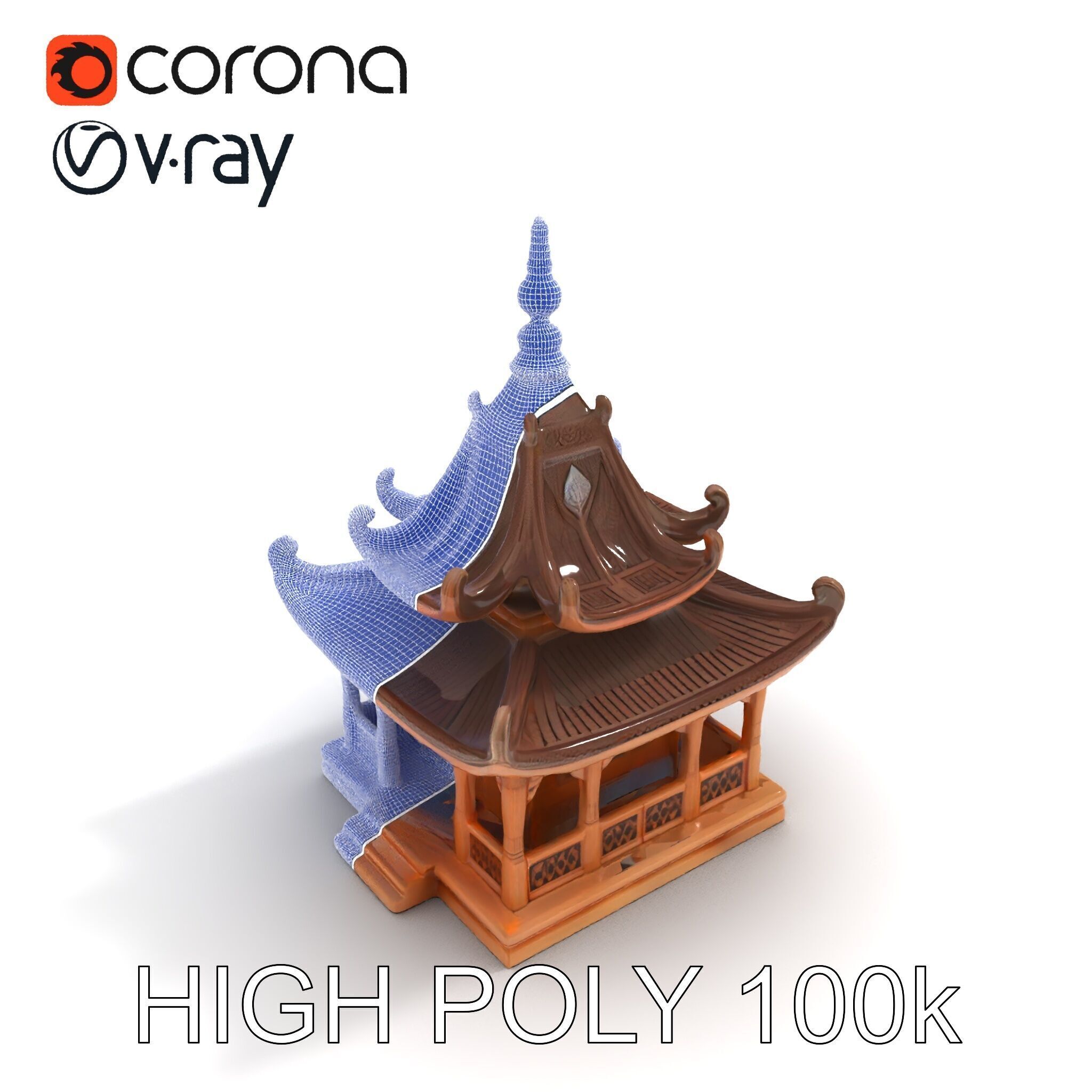 Traditional Pagoda Model Pack for Architectural Visualization Low-poly 3D model_8