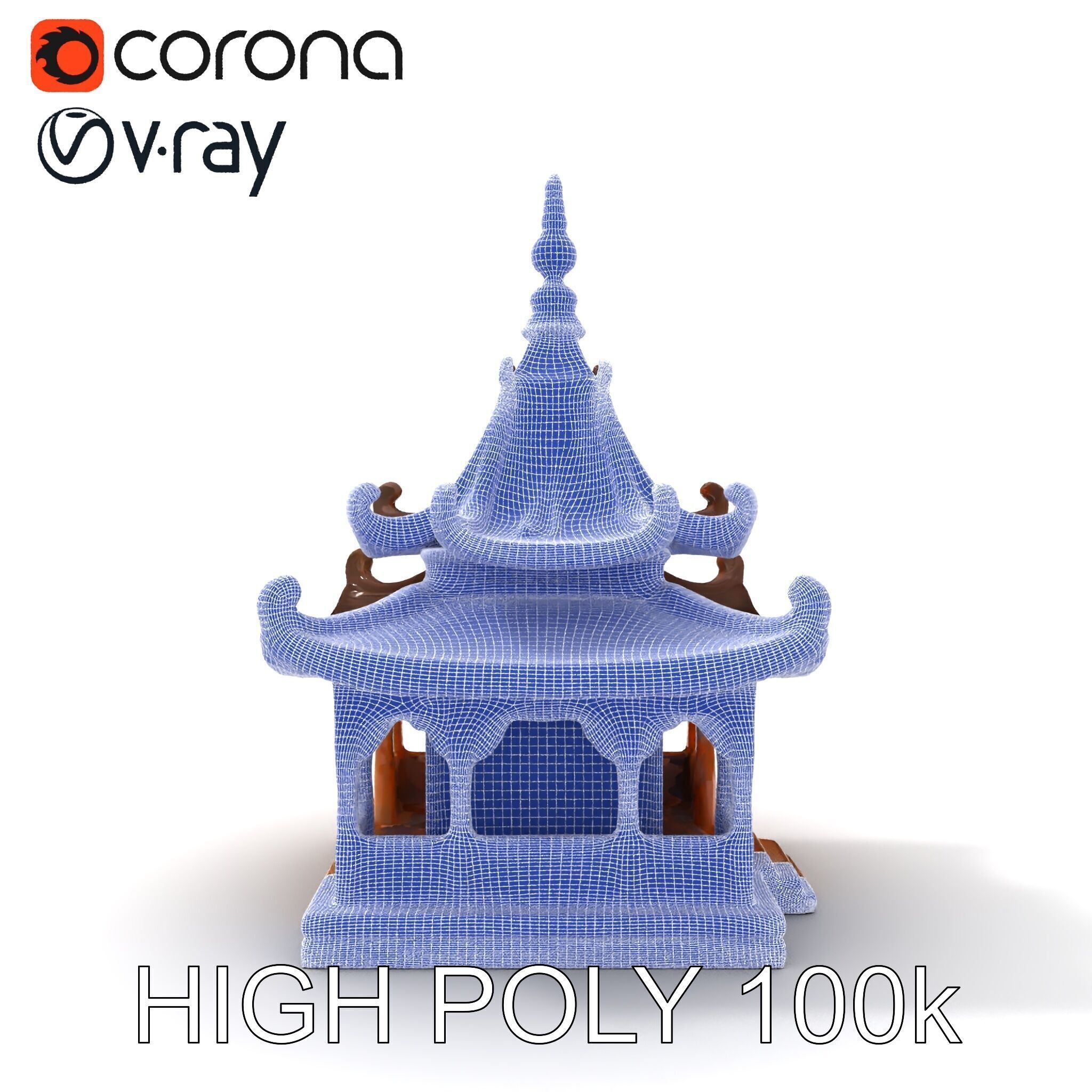 Traditional Pagoda Model Pack for Architectural Visualization Low-poly 3D model_28