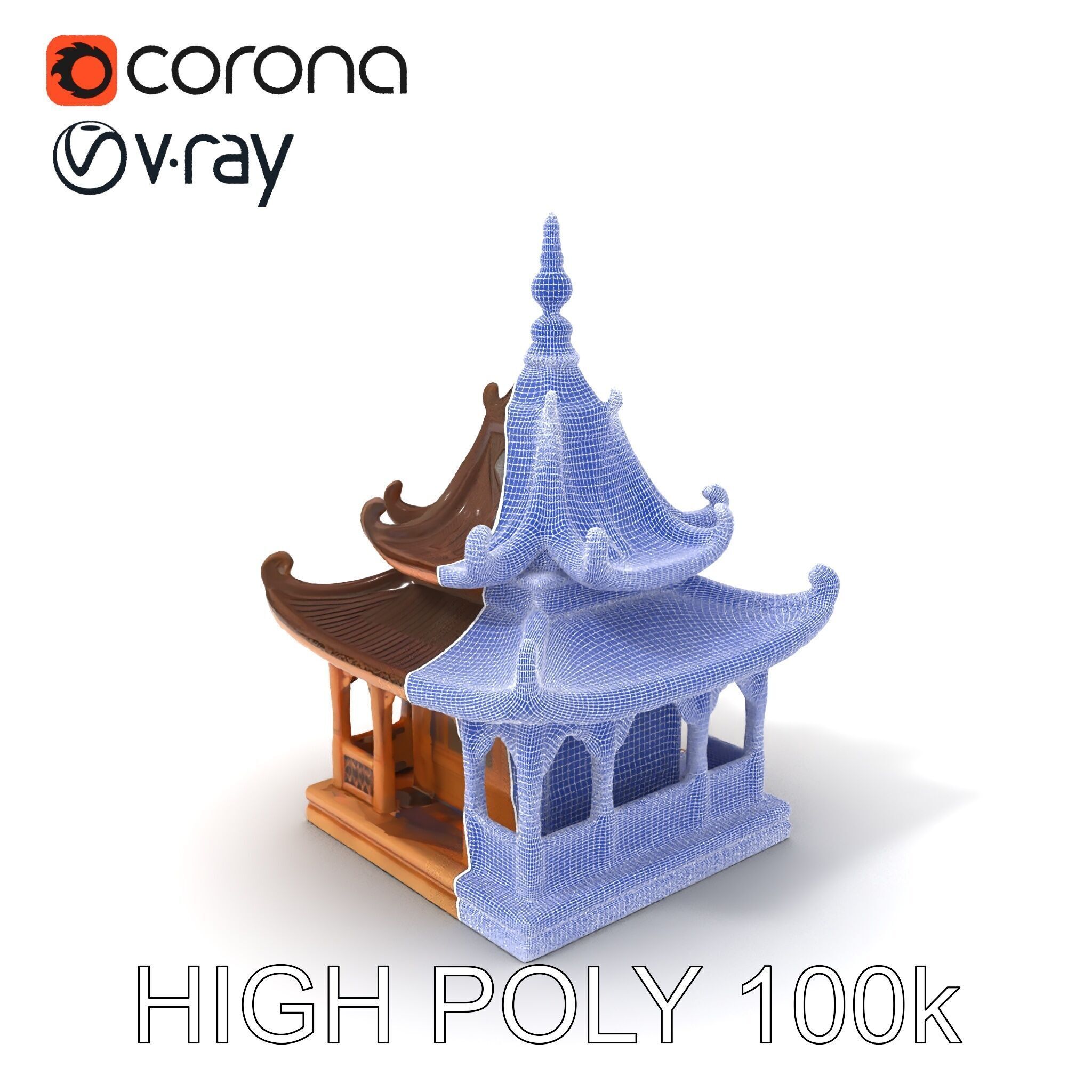 Traditional Pagoda Model Pack for Architectural Visualization Low-poly 3D model_3