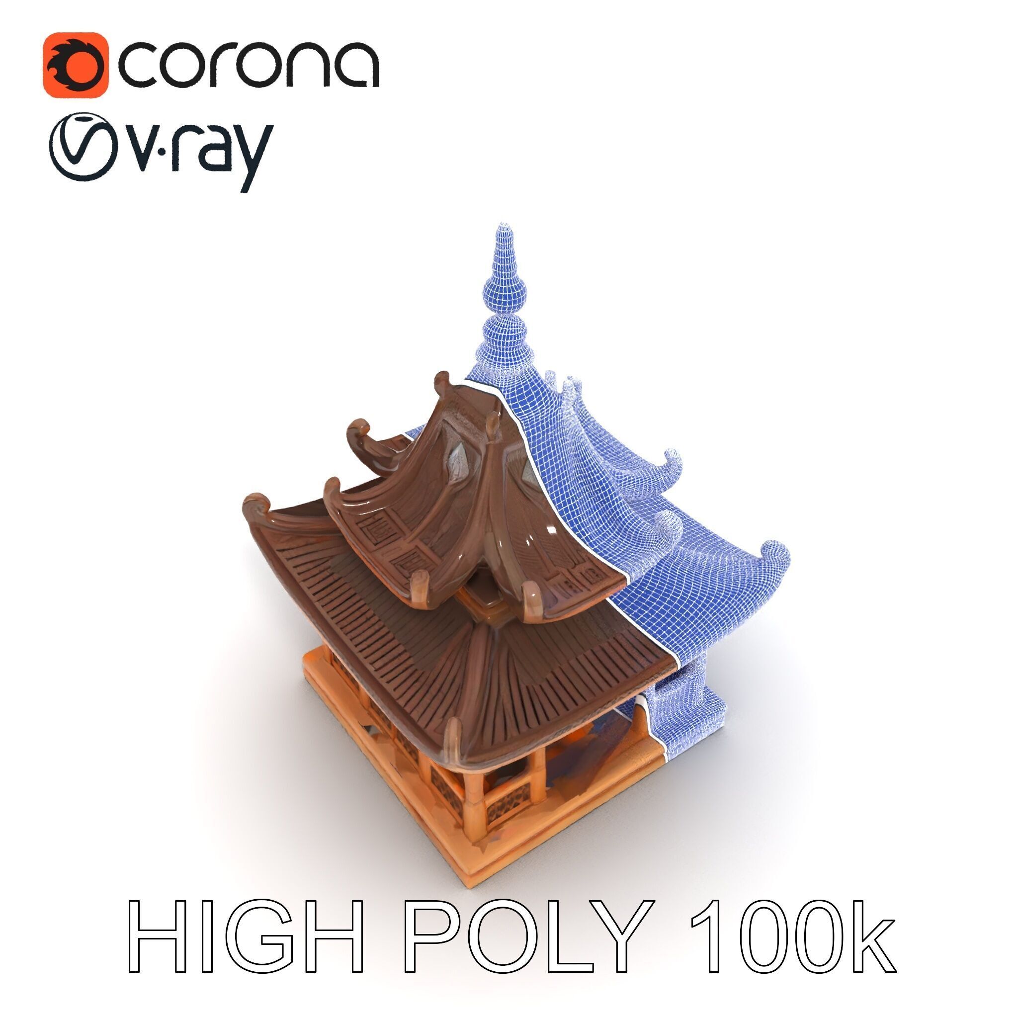 Traditional Pagoda Model Pack for Architectural Visualization Low-poly 3D model_16