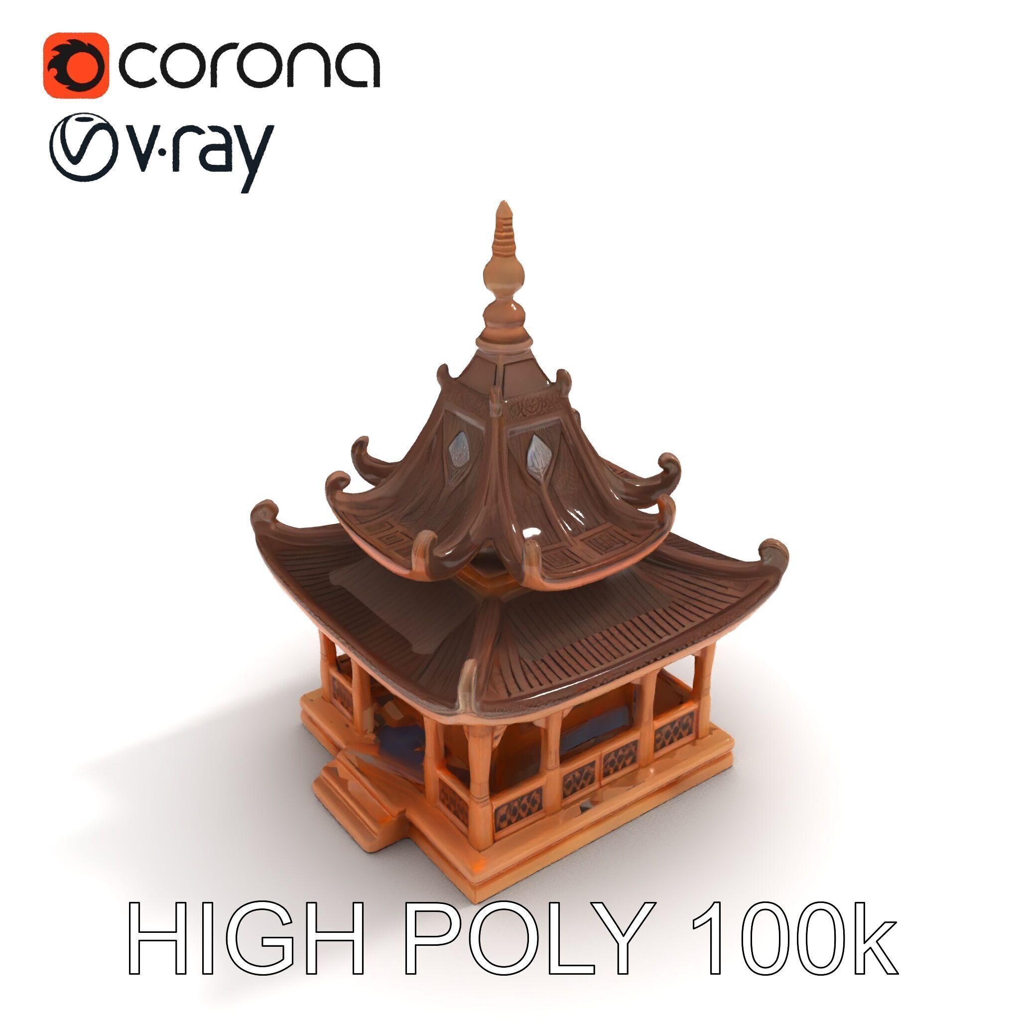 Traditional Pagoda Model Pack for Architectural Visualization Low-poly 3D model_19
