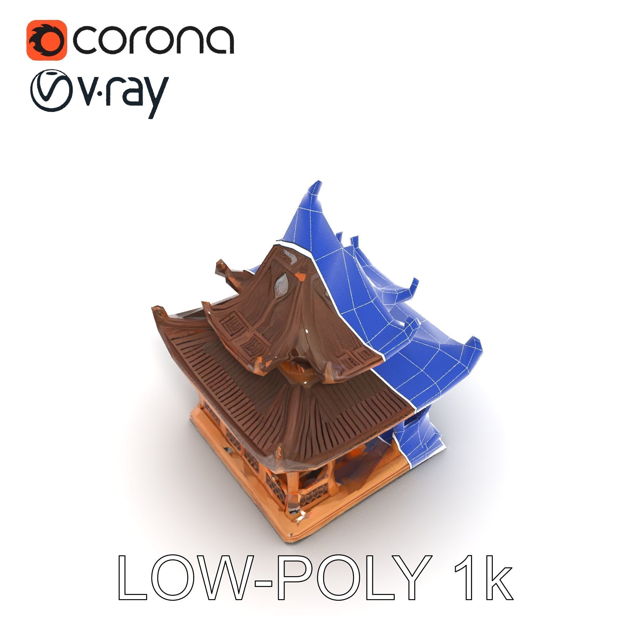 Traditional Pagoda Model Pack for Architectural Visualization Low-poly 3D model_10