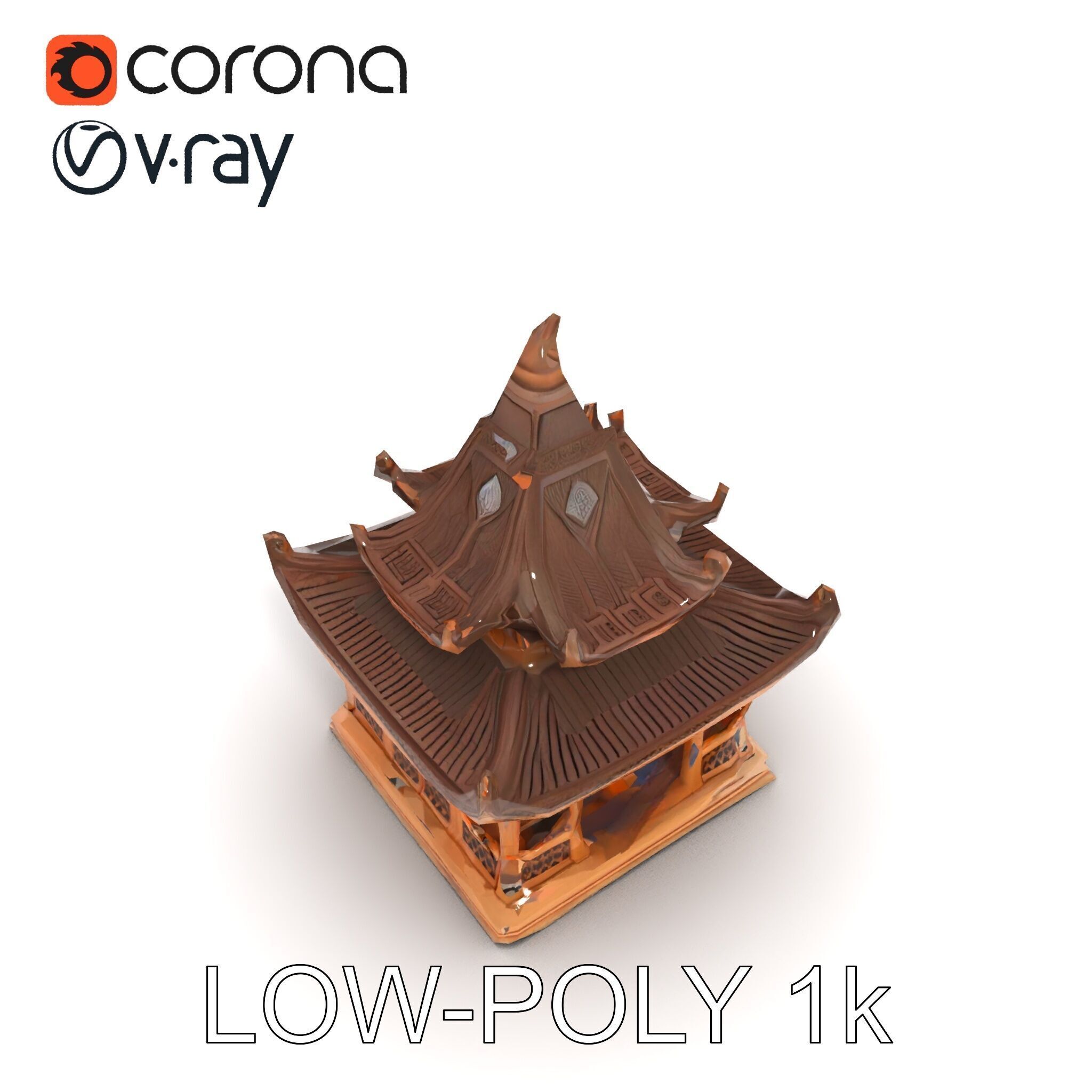 Traditional Pagoda Model Pack for Architectural Visualization Low-poly 3D model_24
