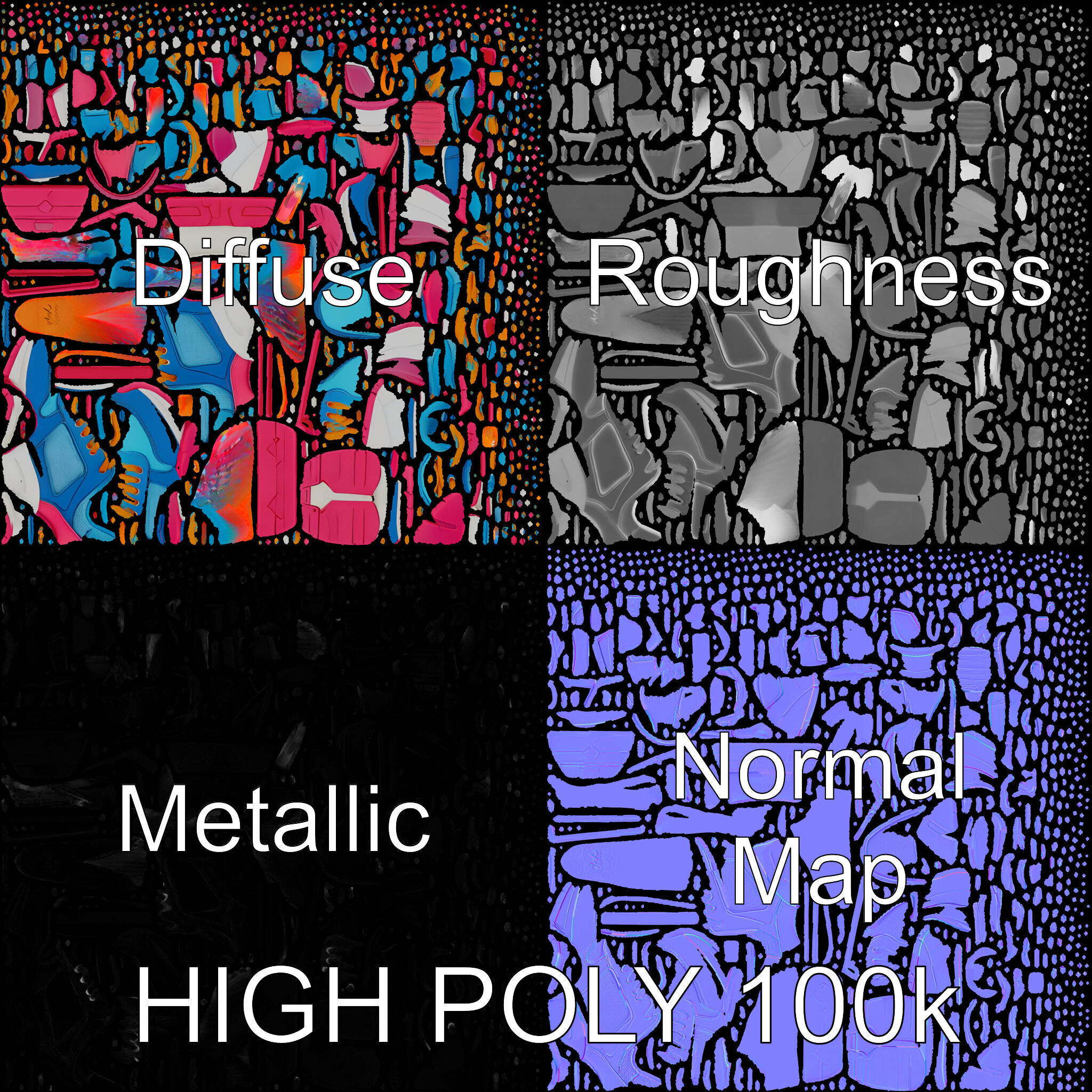 Colorful Sneaker Model Pack Low-poly 3D model_2