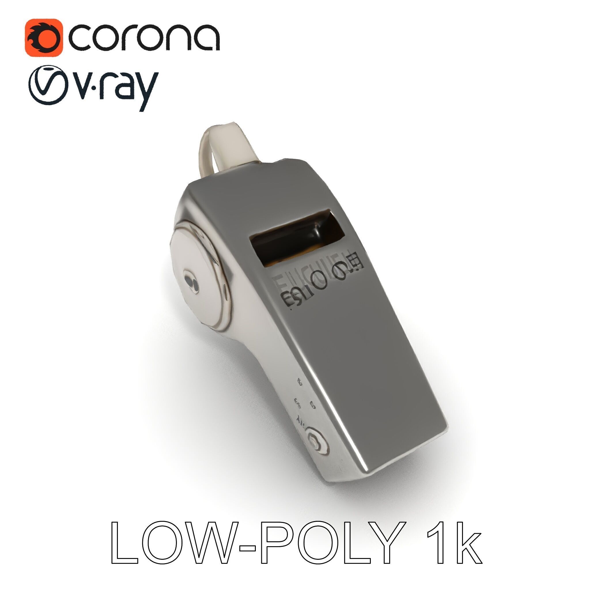 Metallic Whistle D Model Pack Low-poly 3D model_7