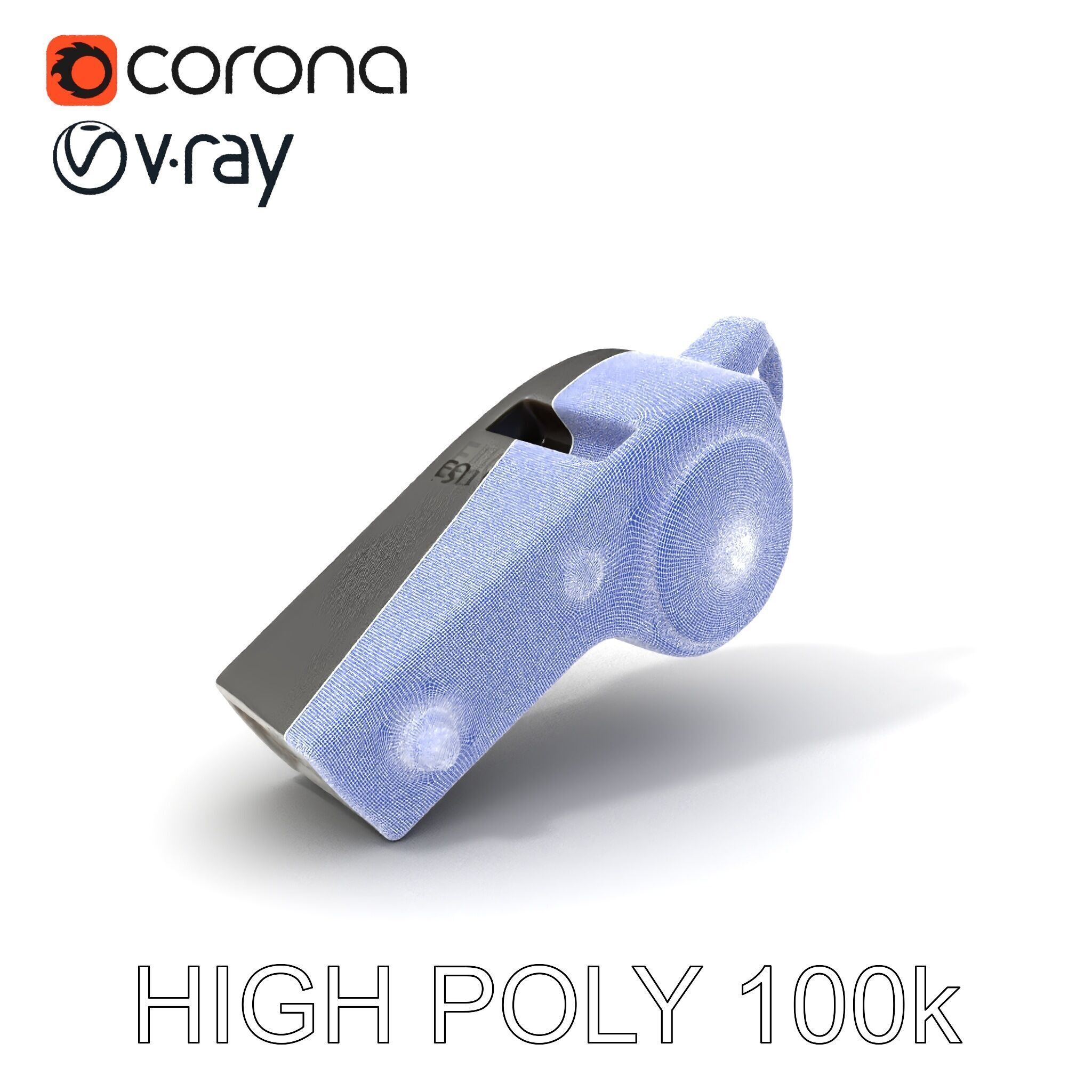 Metallic Whistle D Model Pack Low-poly 3D model_3