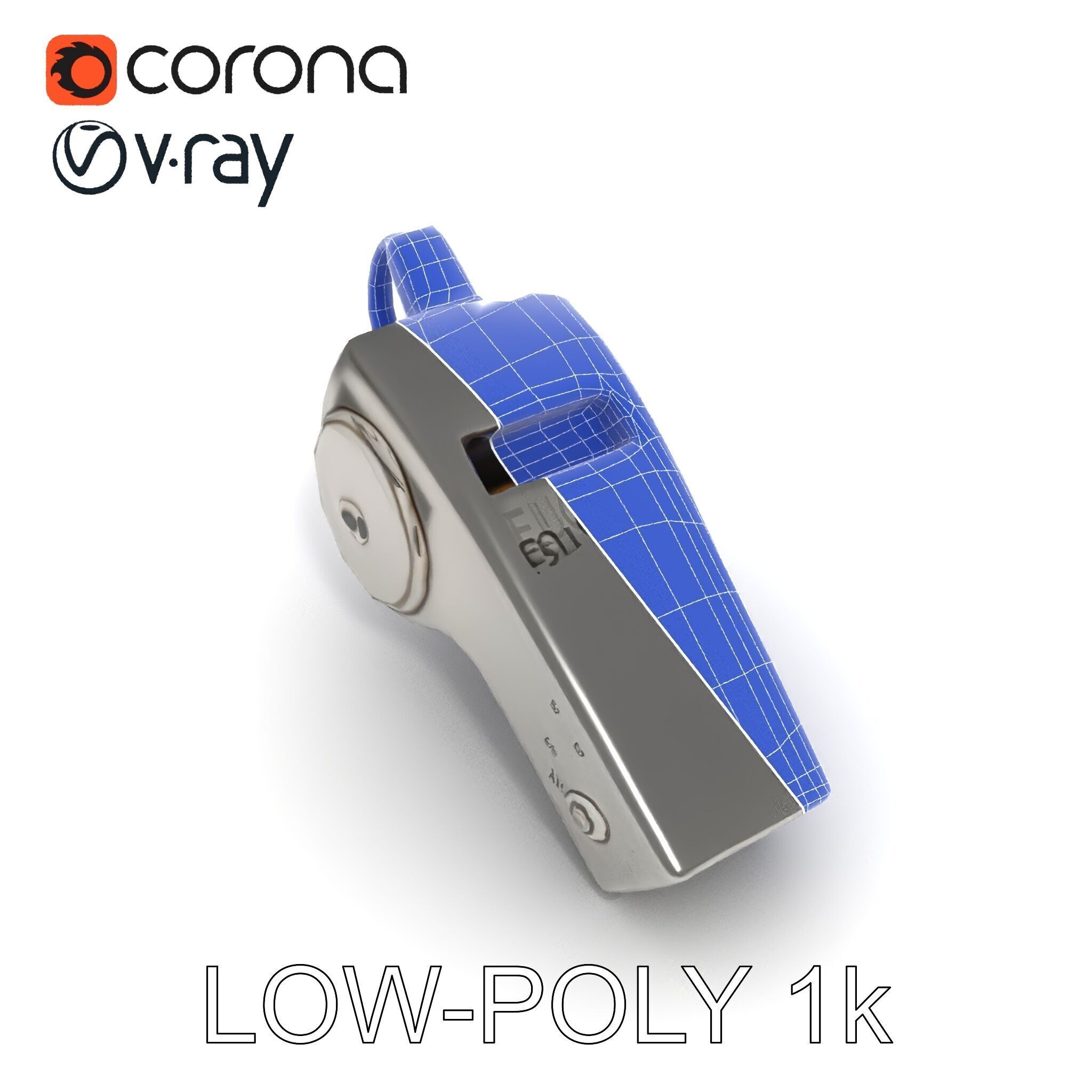 Metallic Whistle D Model Pack Low-poly 3D model_17