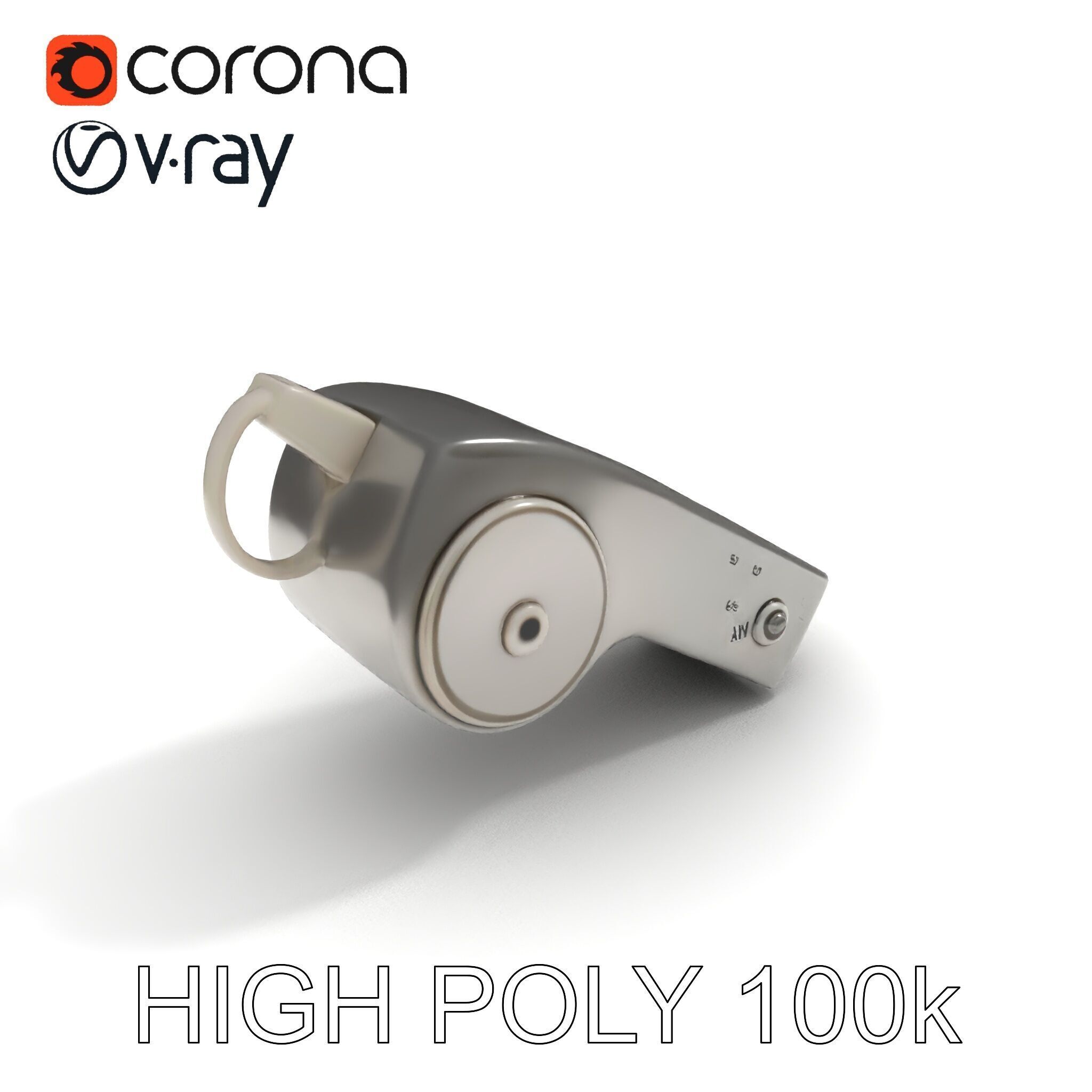 Metallic Whistle D Model Pack Low-poly 3D model_8