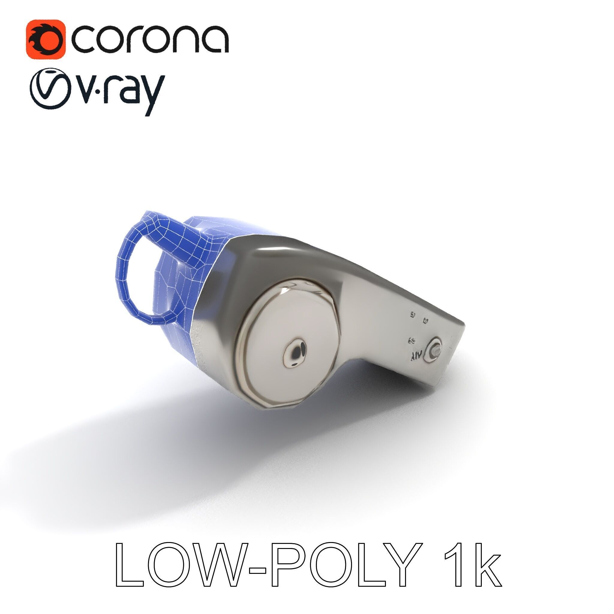 Metallic Whistle D Model Pack Low-poly 3D model_27