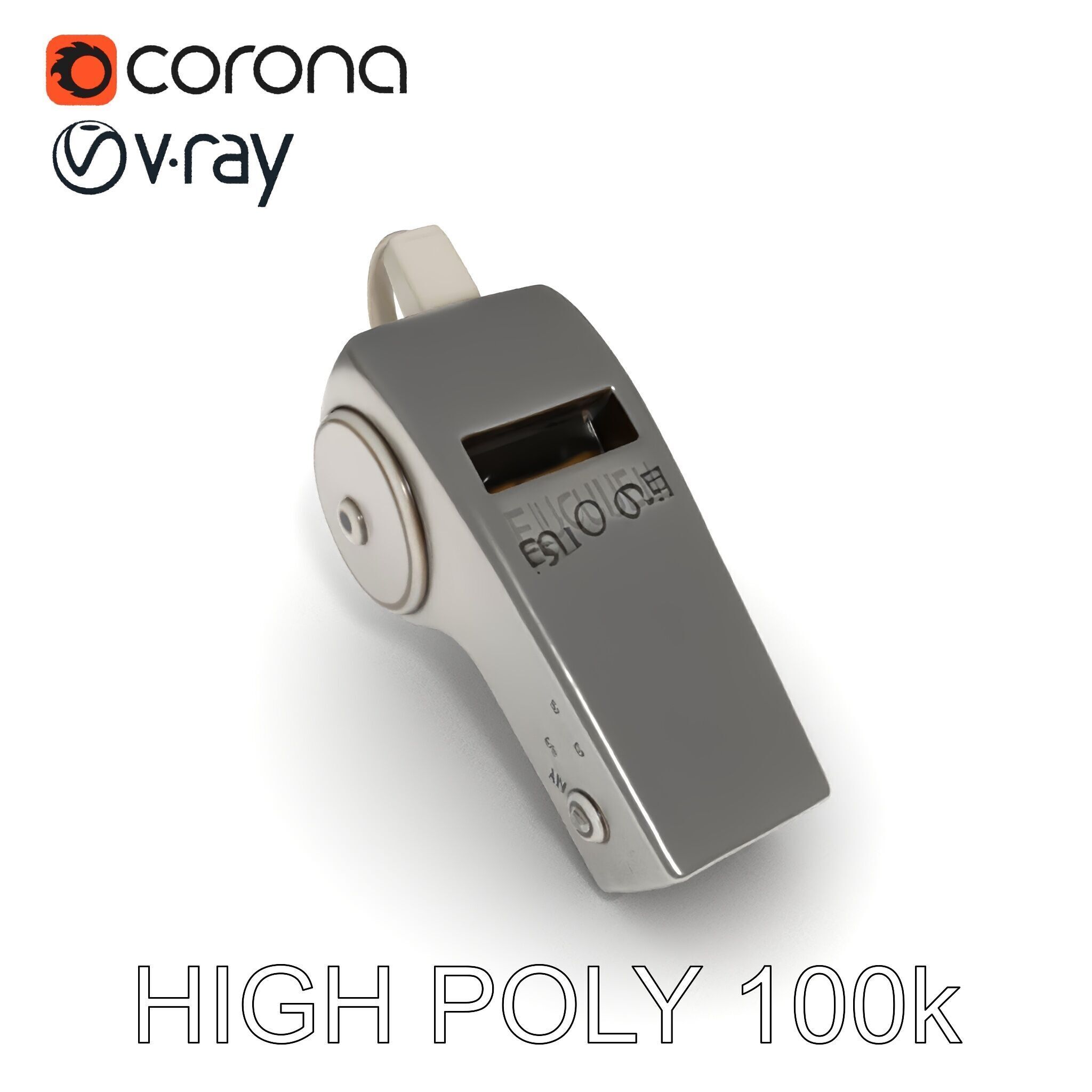 Metallic Whistle D Model Pack Low-poly 3D model_31