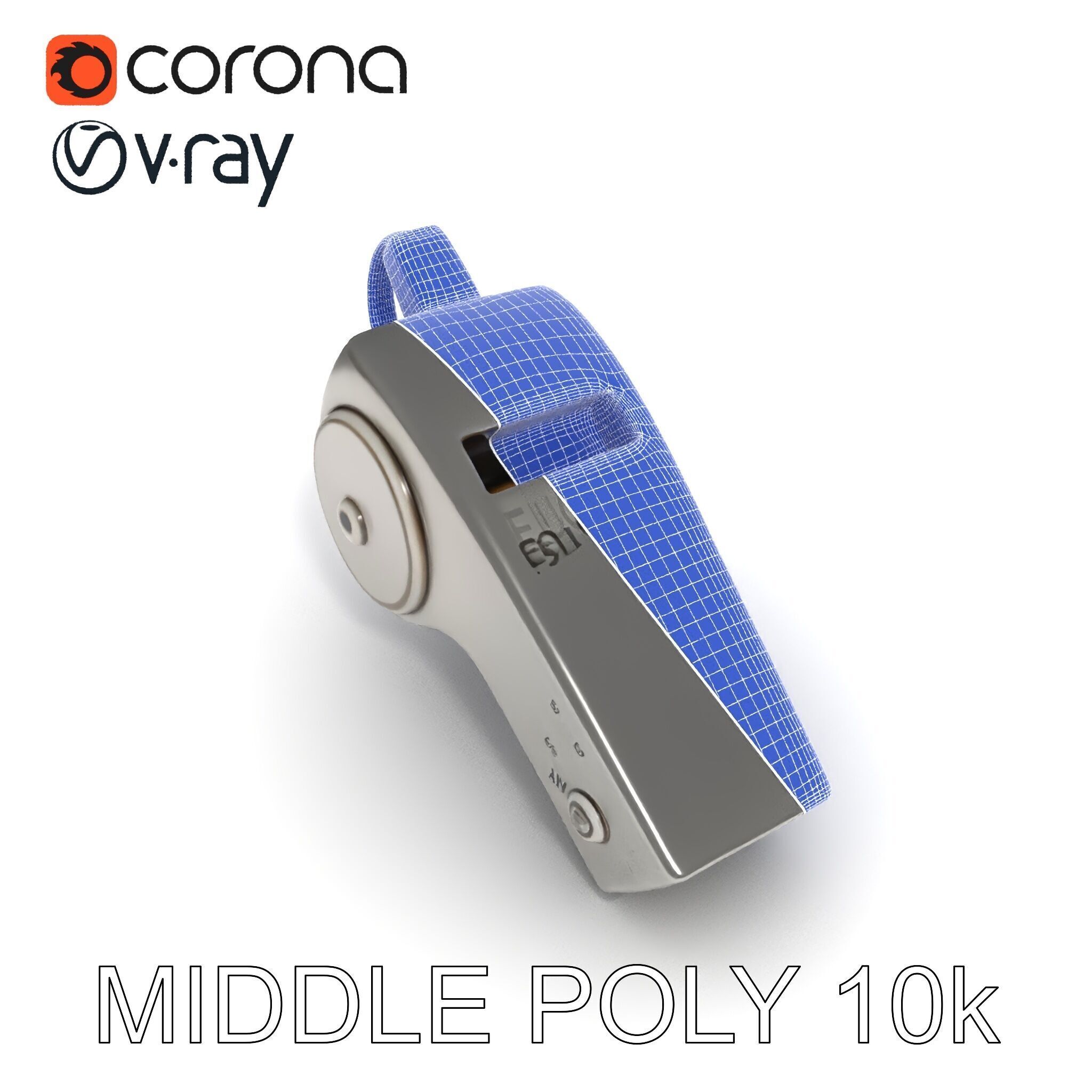 Metallic Whistle D Model Pack Low-poly 3D model_11