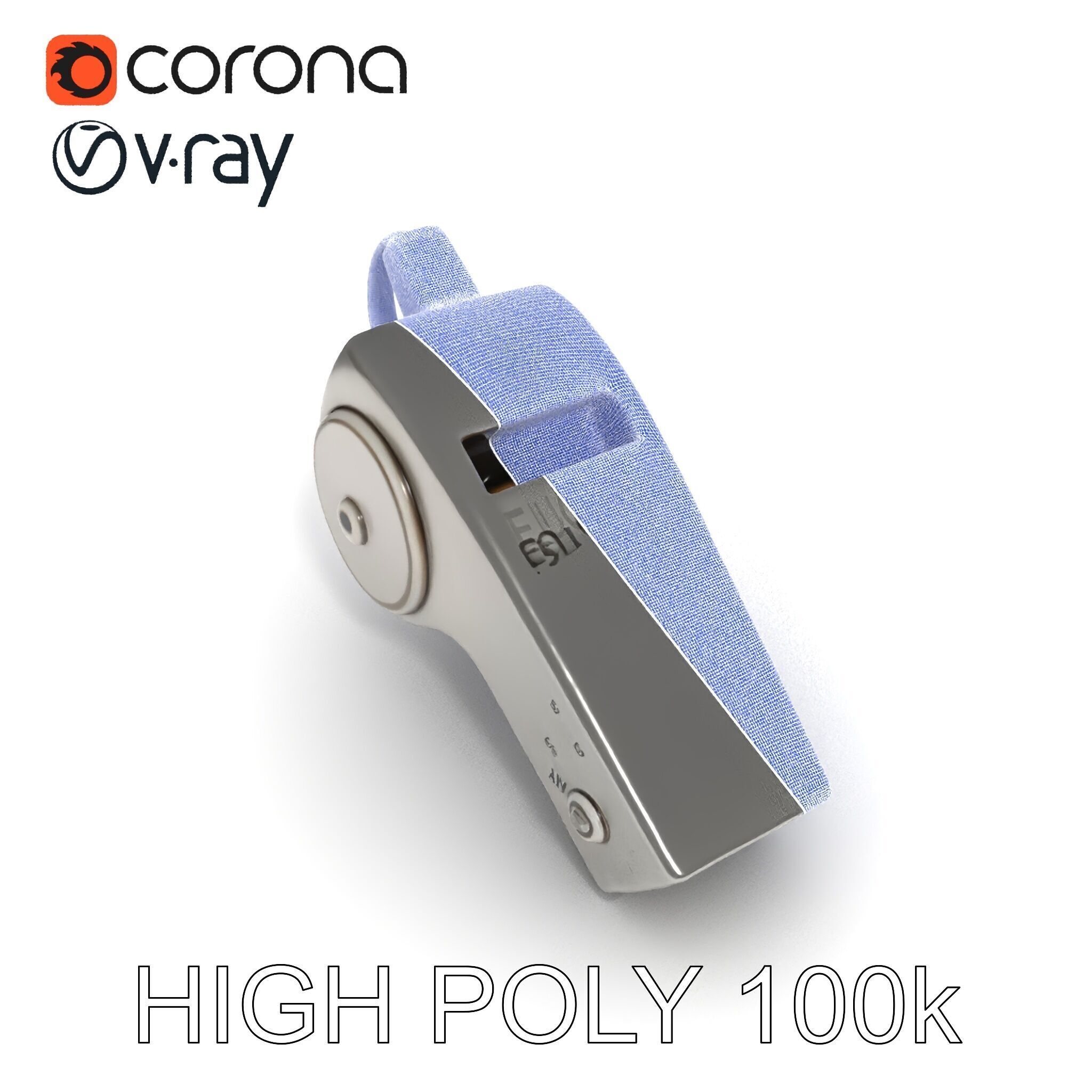 Metallic Whistle D Model Pack Low-poly 3D model_28