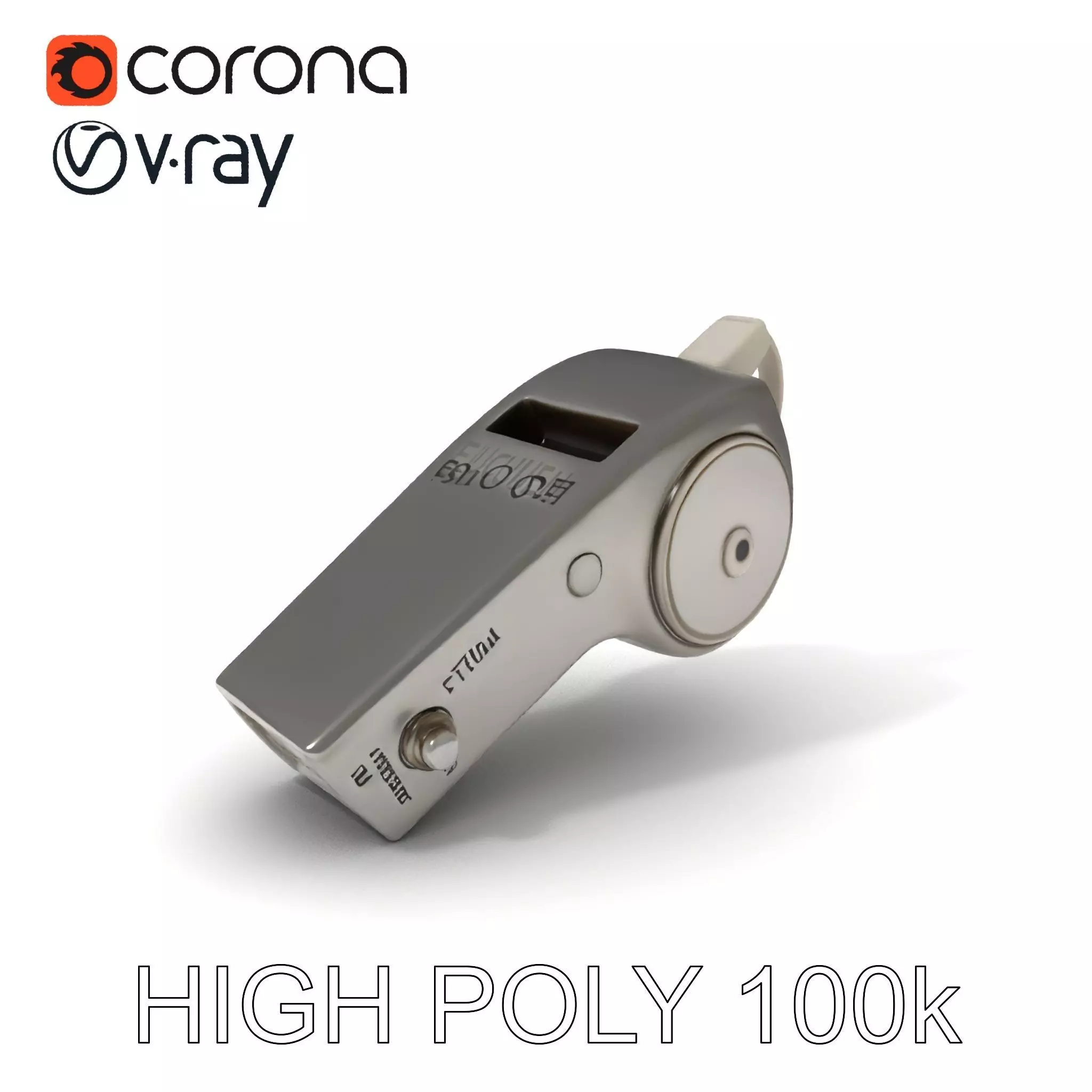 Metallic Whistle D Model Pack Low-poly 3D model_0