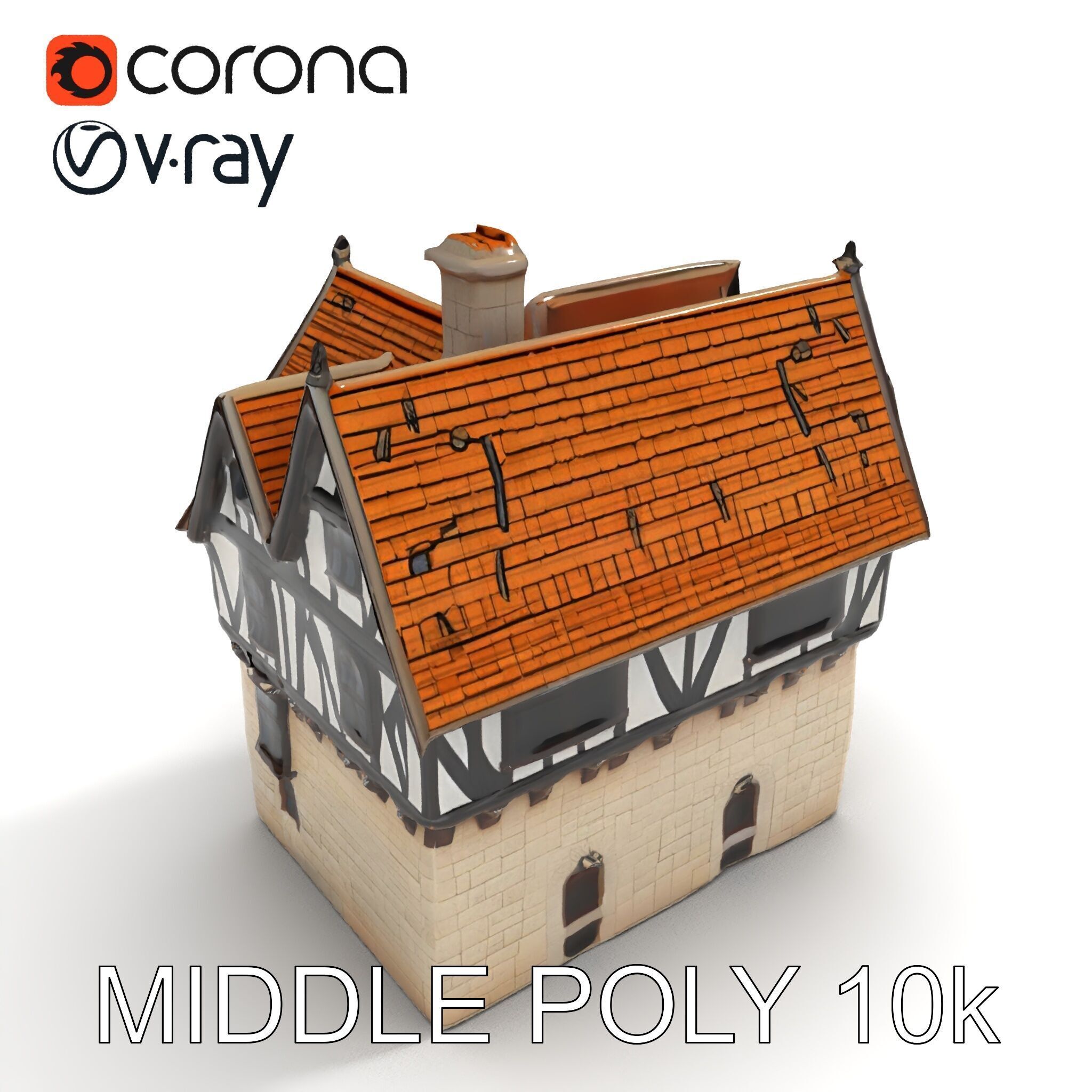 Tudor House Architectural Model Pack Low-poly 3D model_15