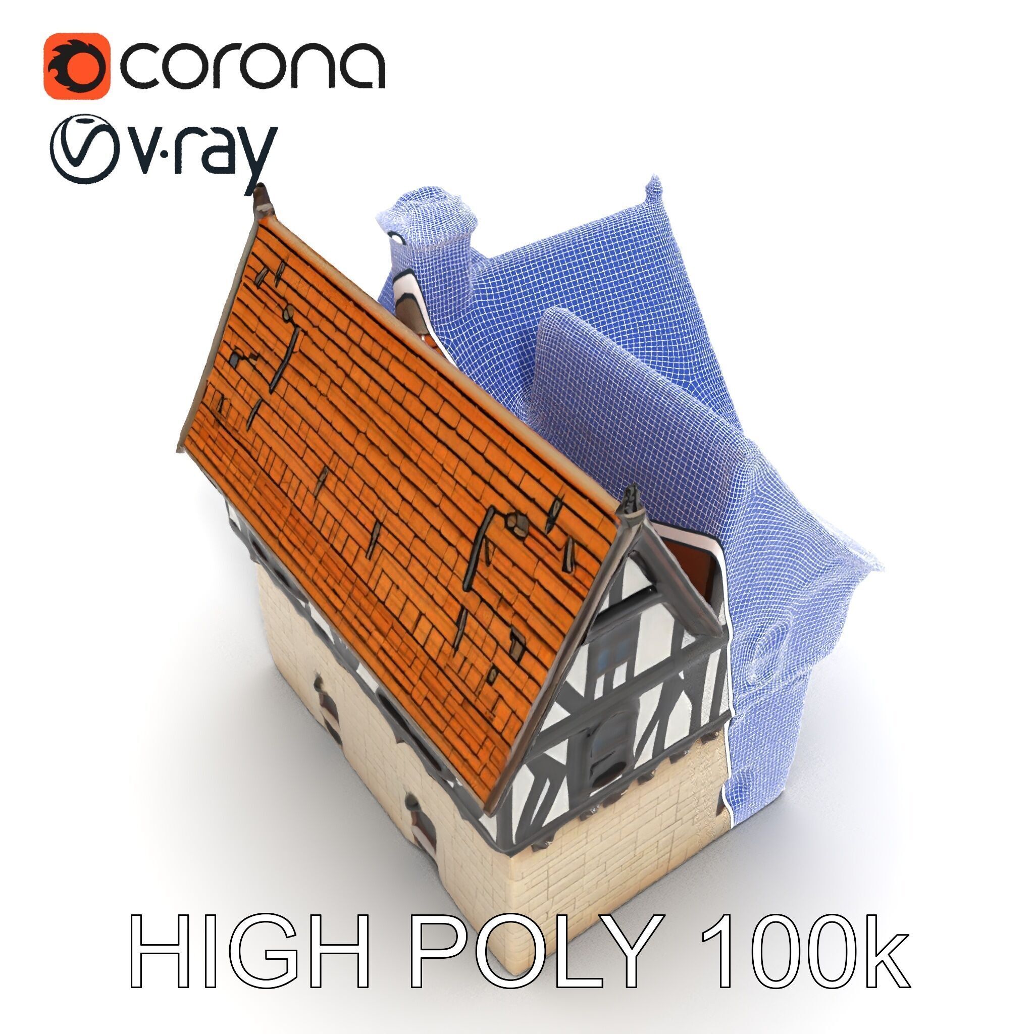 Tudor House Architectural Model Pack Low-poly 3D model_17