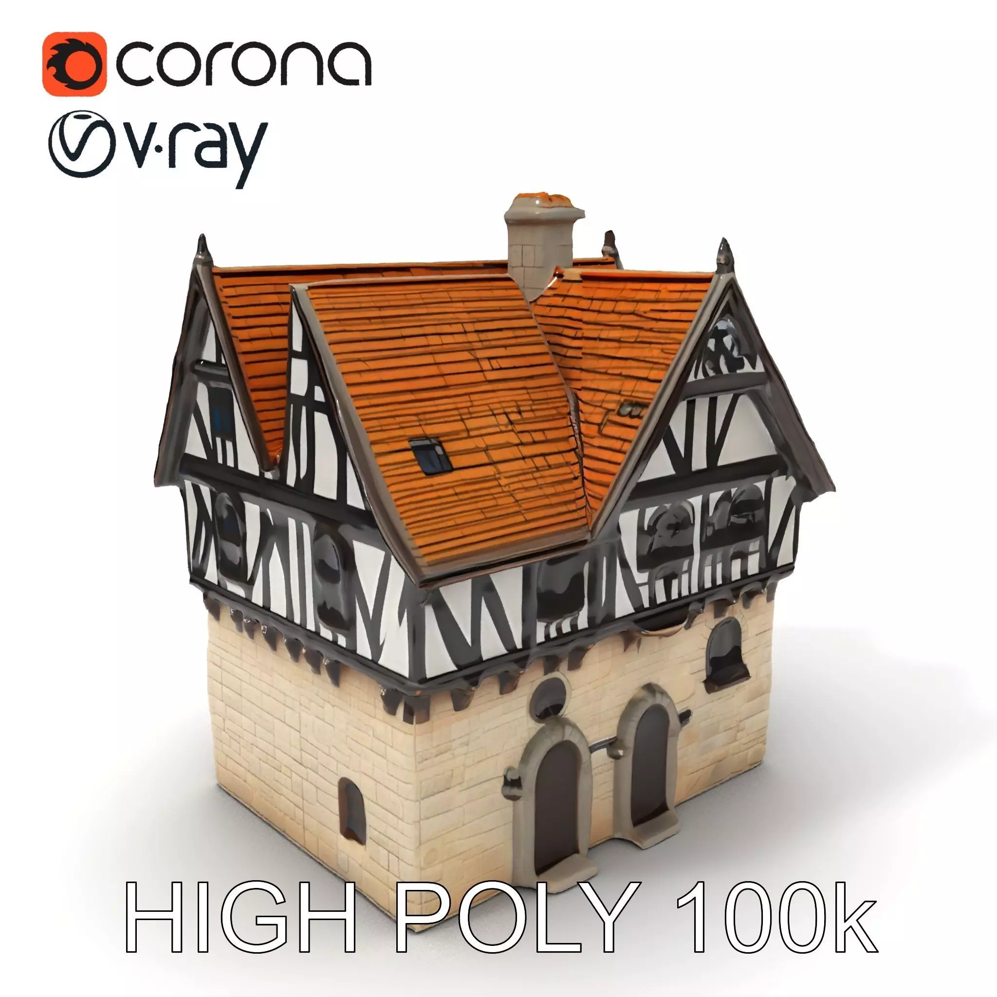 Tudor House Architectural Model Pack Low-poly 3D model_0