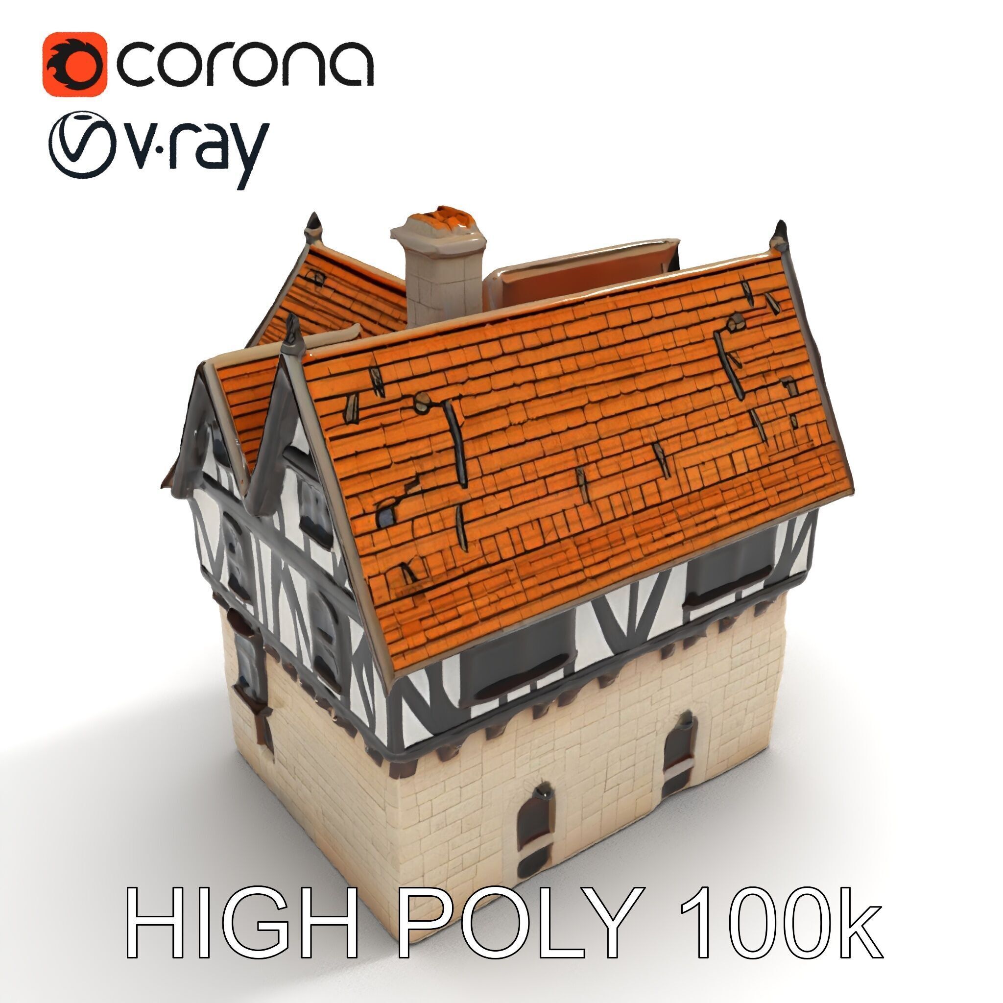 Tudor House Architectural Model Pack Low-poly 3D model_26