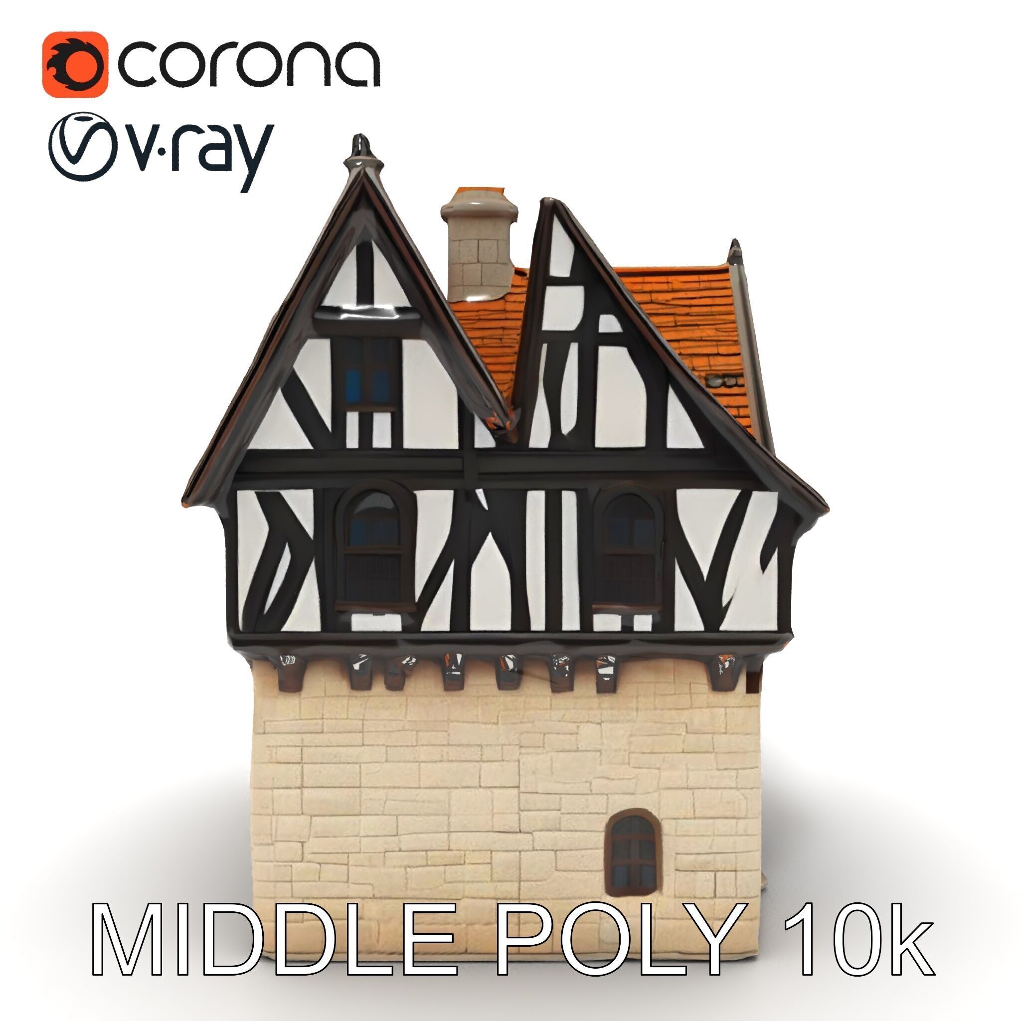 Tudor House Architectural Model Pack Low-poly 3D model_32