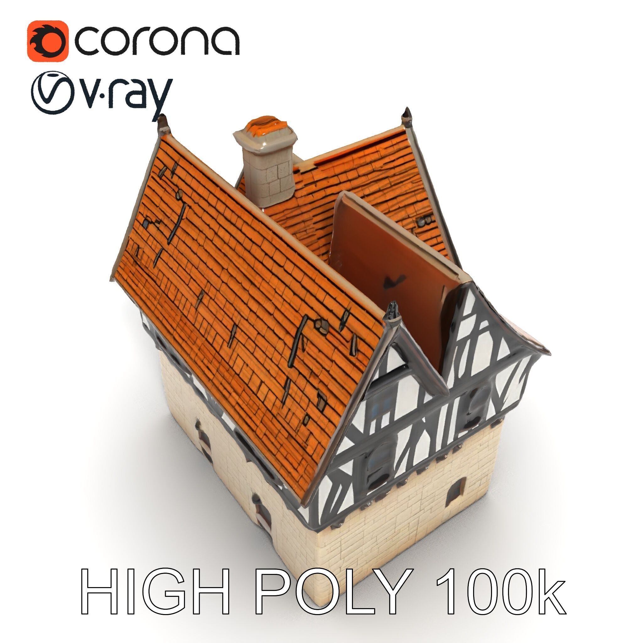 Tudor House Architectural Model Pack Low-poly 3D model_35