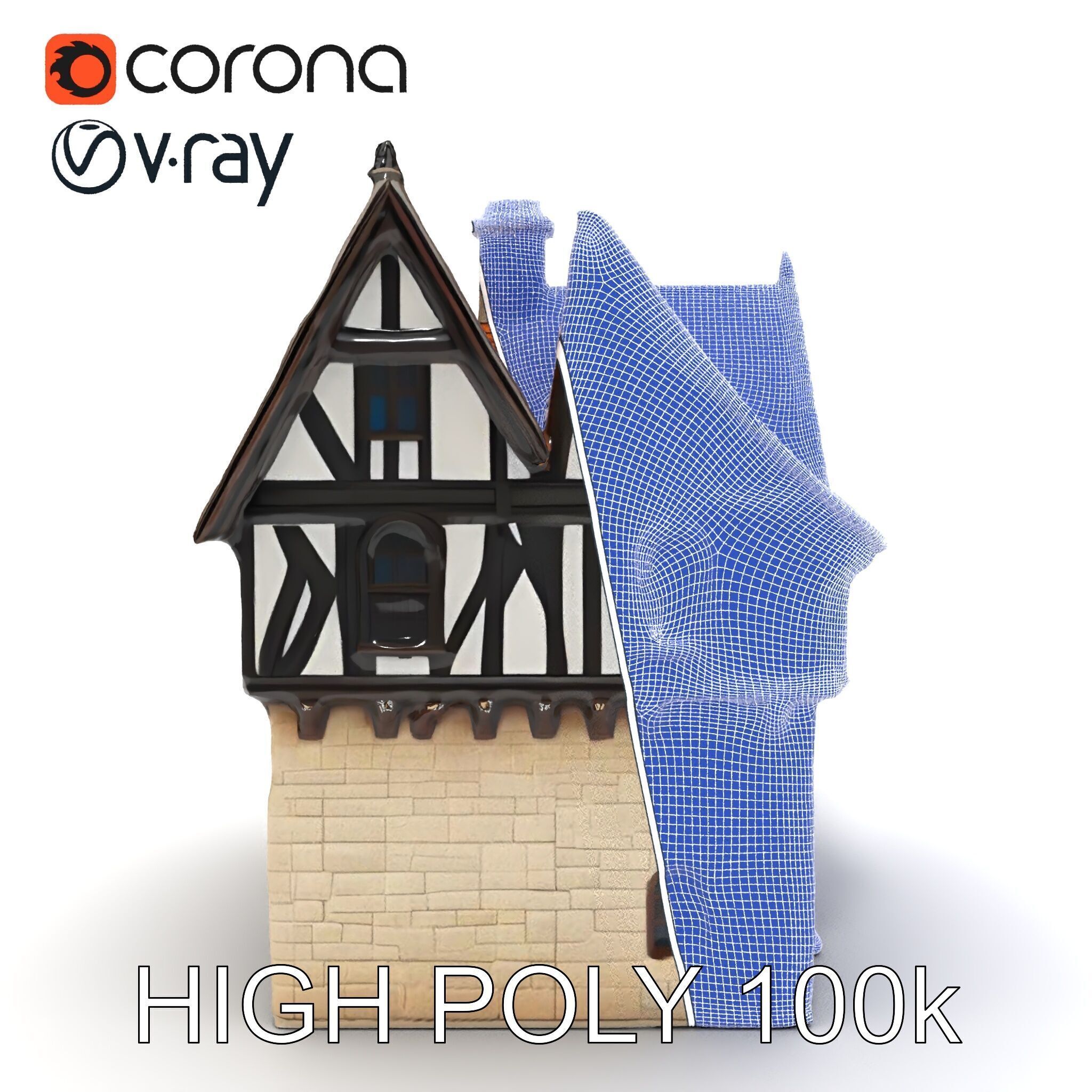 Tudor House Architectural Model Pack Low-poly 3D model_10