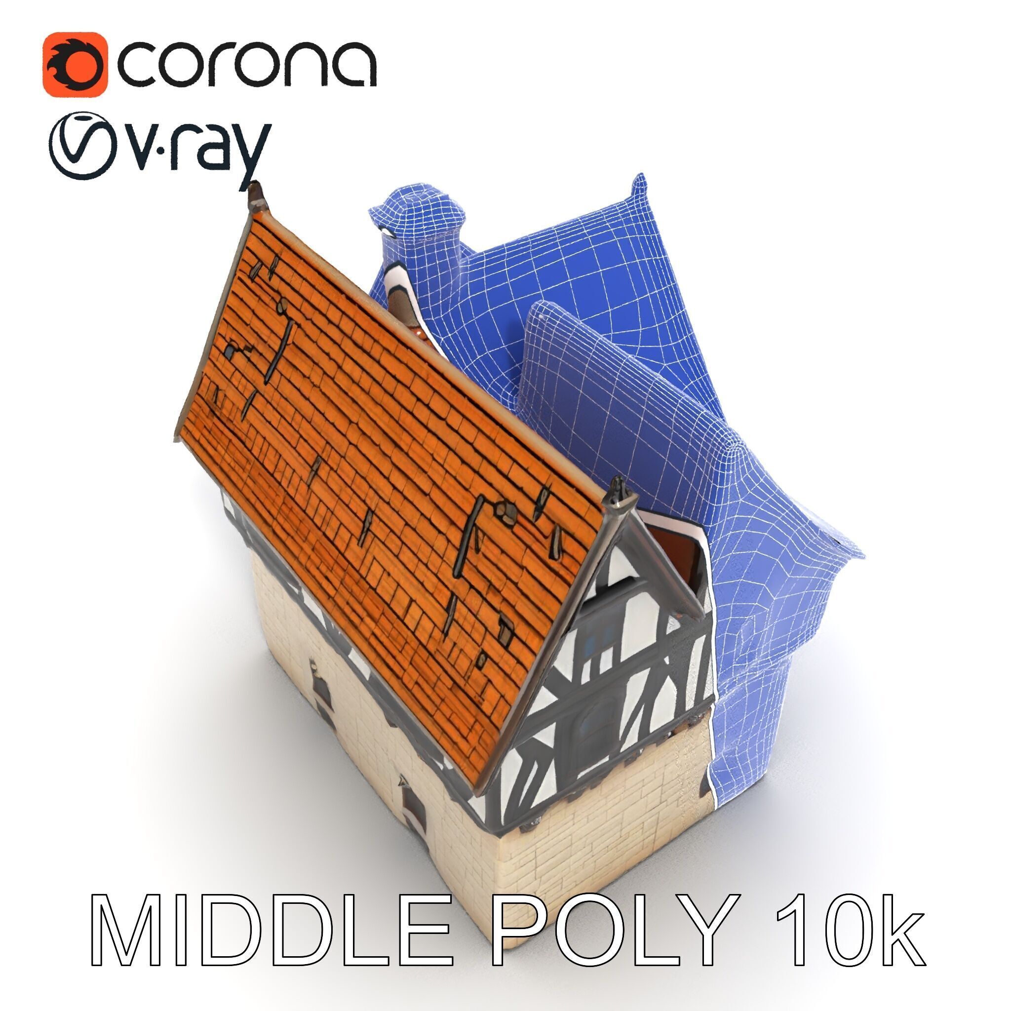 Tudor House Architectural Model Pack Low-poly 3D model_13