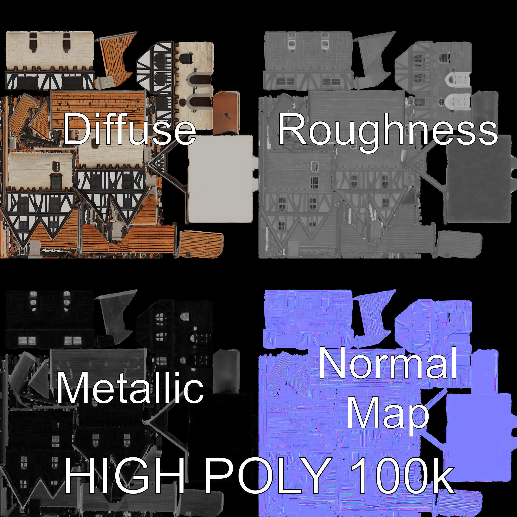 Tudor House Architectural Model Pack Low-poly 3D model_2