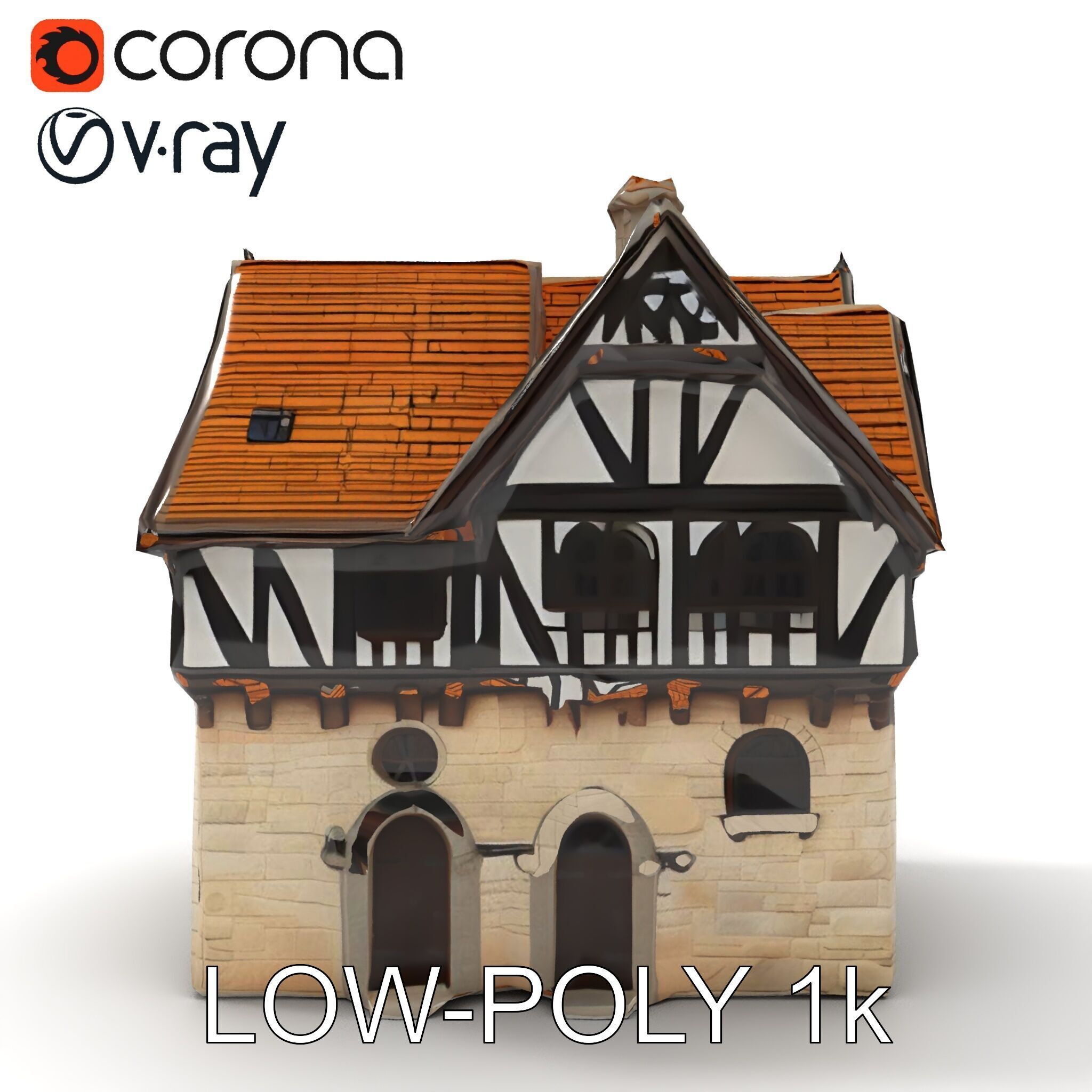 Tudor House Architectural Model Pack Low-poly 3D model_14